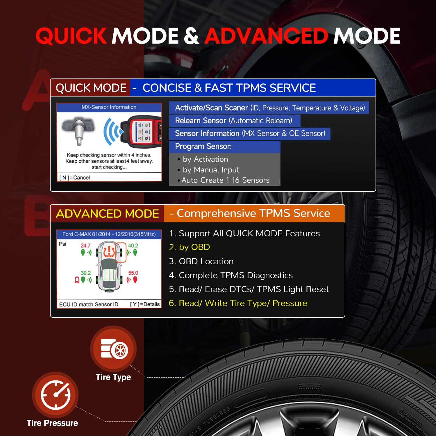 Autel MaxiTPMS TS508WF KIT, 2025 TPMS Programming Relearn Tool, WiFi Ver. of TS508 TS501 PRO TS601 TS408S, Lifetime Update, Relearn/Activate All Sensor, TPMS Scan Tool w/$300 8PCS Sensor &4PCS Valves