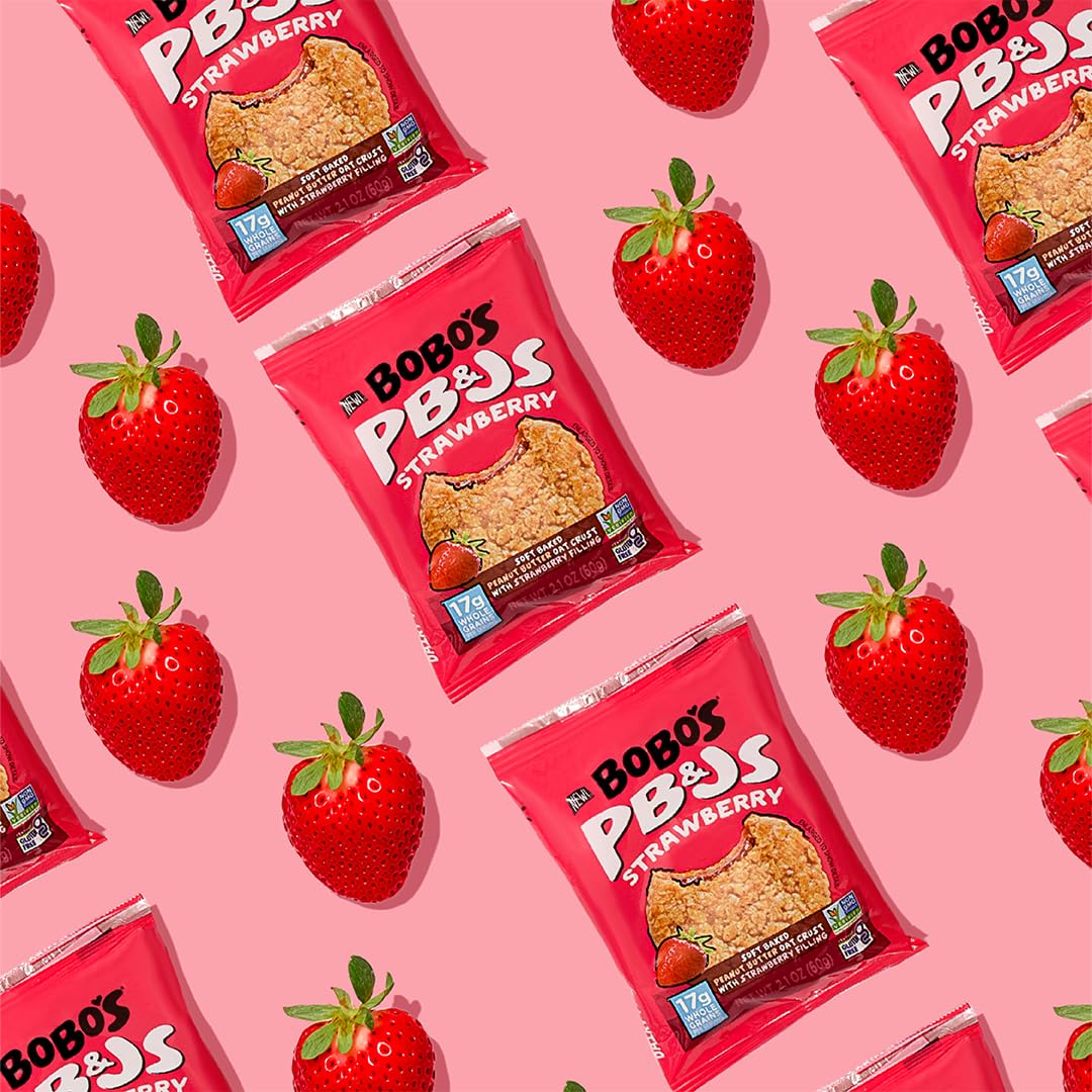 Bobo's Peanut Butter & Strawberry Jelly Oat Snack, 24 Count, Healthy Everyday Snack, a Satisfying Treat that Provides a Quick Energy Boost