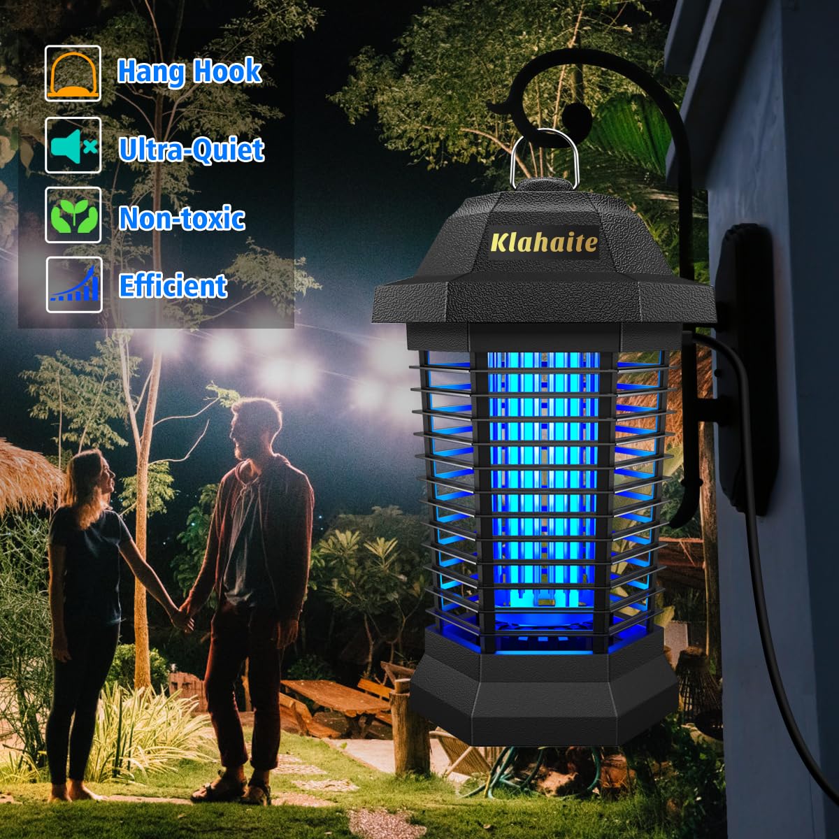 Klahaite Bug Zapper Outdoor Electric, Mosquito Zapper Indoor, Fly Zapper, Fly Trap, Insect Trap for Garden Backyard Patio, Black