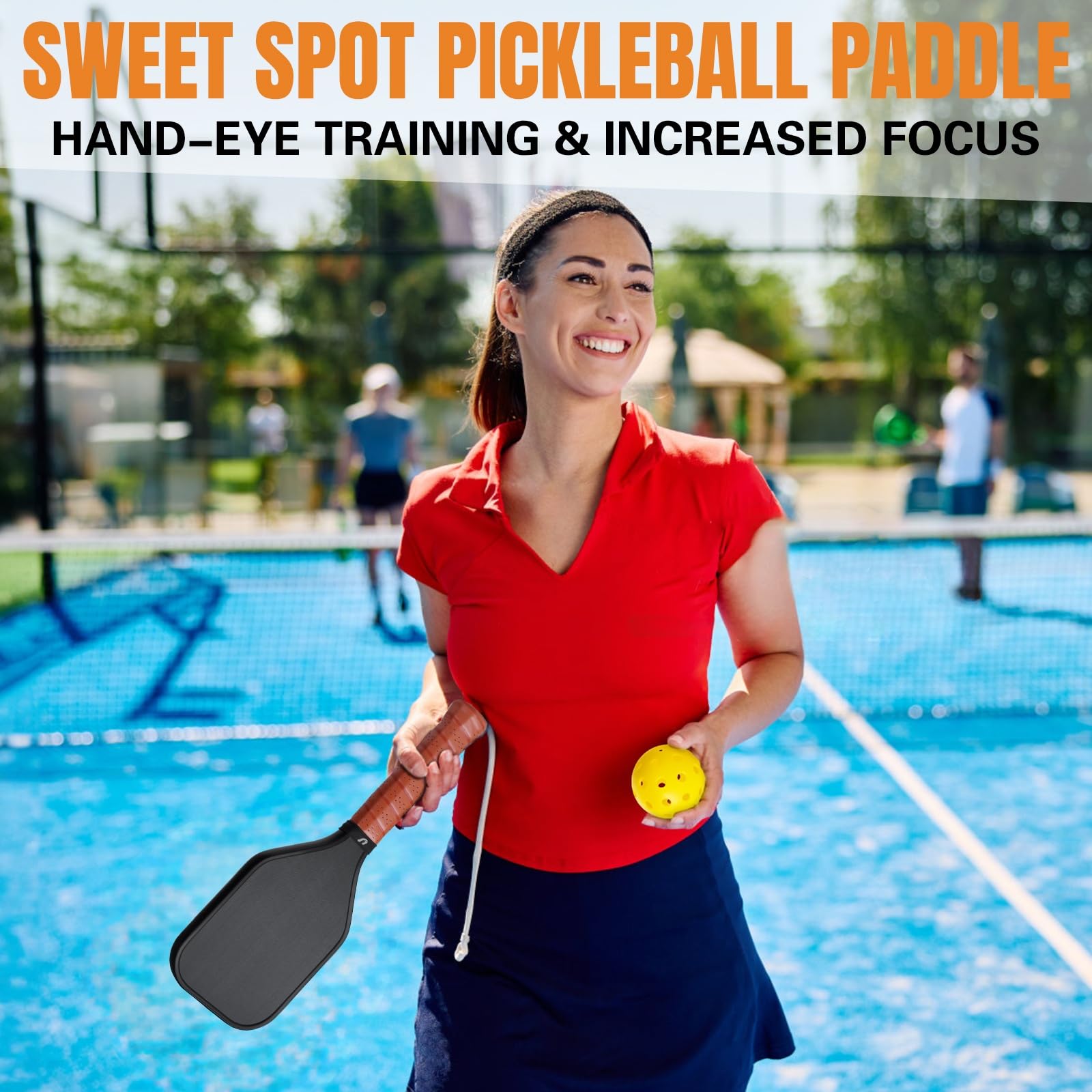 Pickleball Training Paddle, 7.6-8.2oz Pickleball Trainer 16mm, Raw Carbon Fiber Sweet Spot Pickle Ball Paddle with Paddle Cover, Extra Long Handle for Men Women, Shot and Spin Frosted Surface