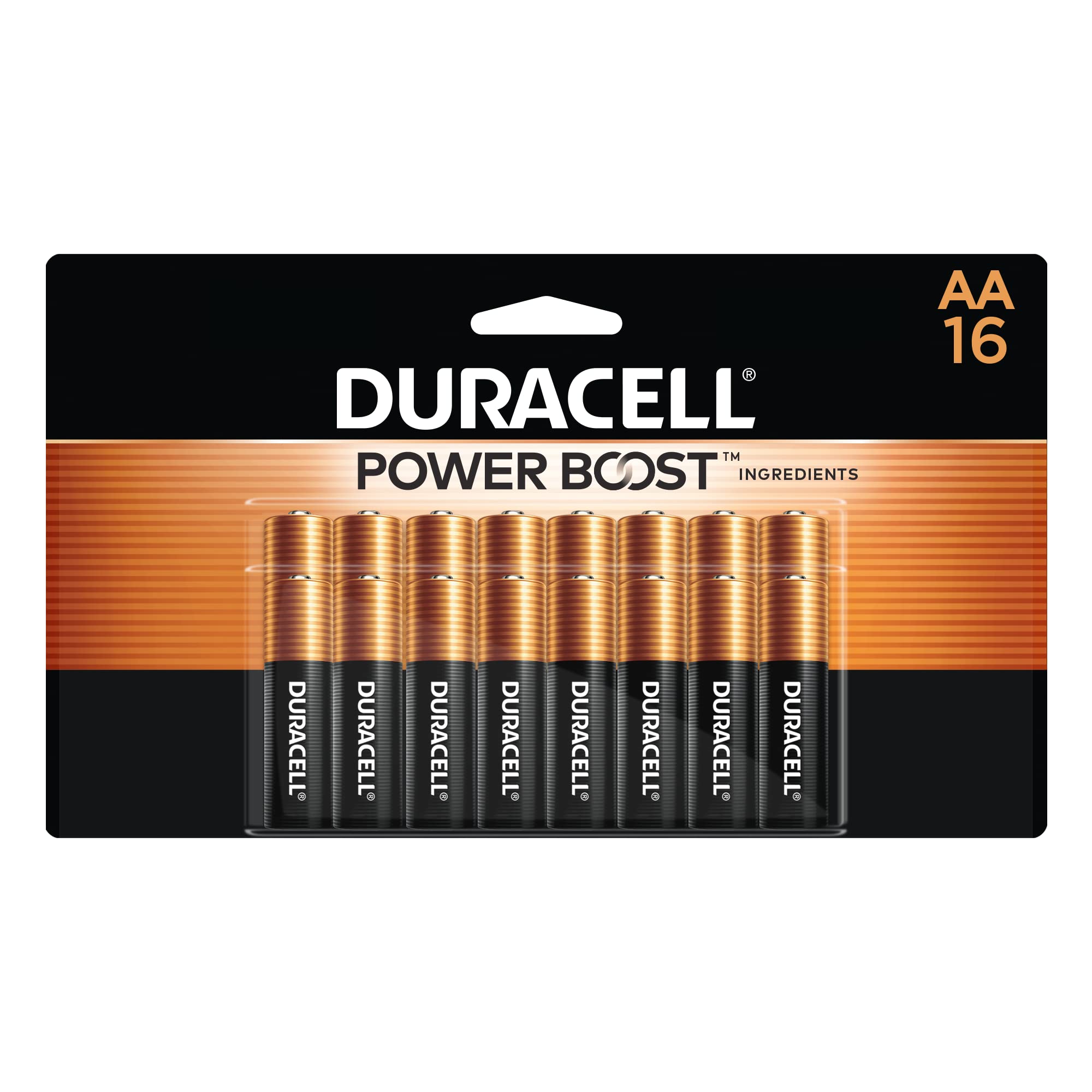 Duracell Coppertop AA Batteries with Power Boost Ingredients, 16 Count (Pack of 1), Double A Battery with Long-lasting Power, Alkaline AA Battery for Household and Office Devices