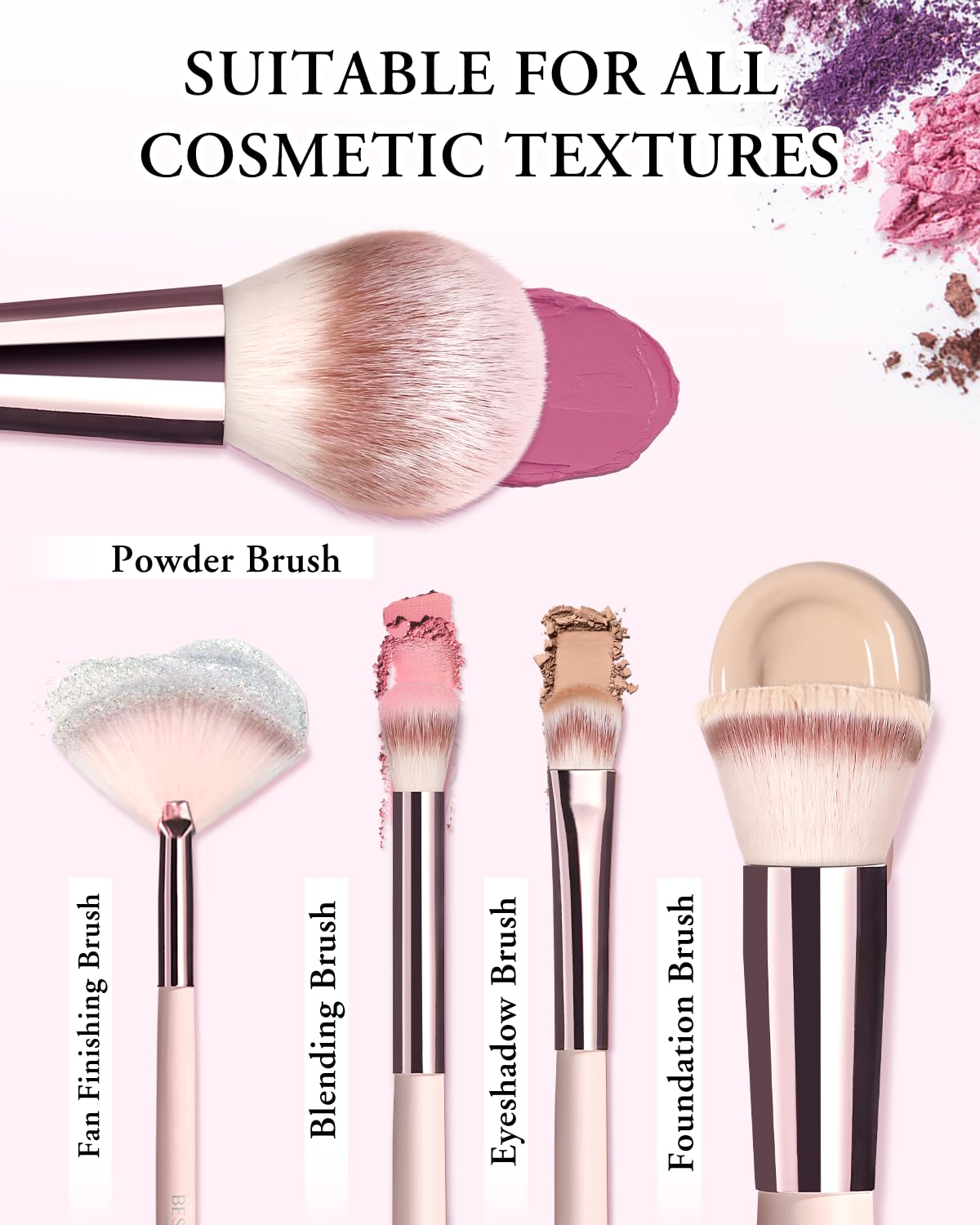 Makeup Brushes with Case, 20PCs Travel Makeup Brush Set, Foundation Concealer Blush Eyeshadow Brush Set Contour Powder Eyebrow Eyelash Brush Kit with Led Light Mirror Holder & 2 Powder Puff-Pink