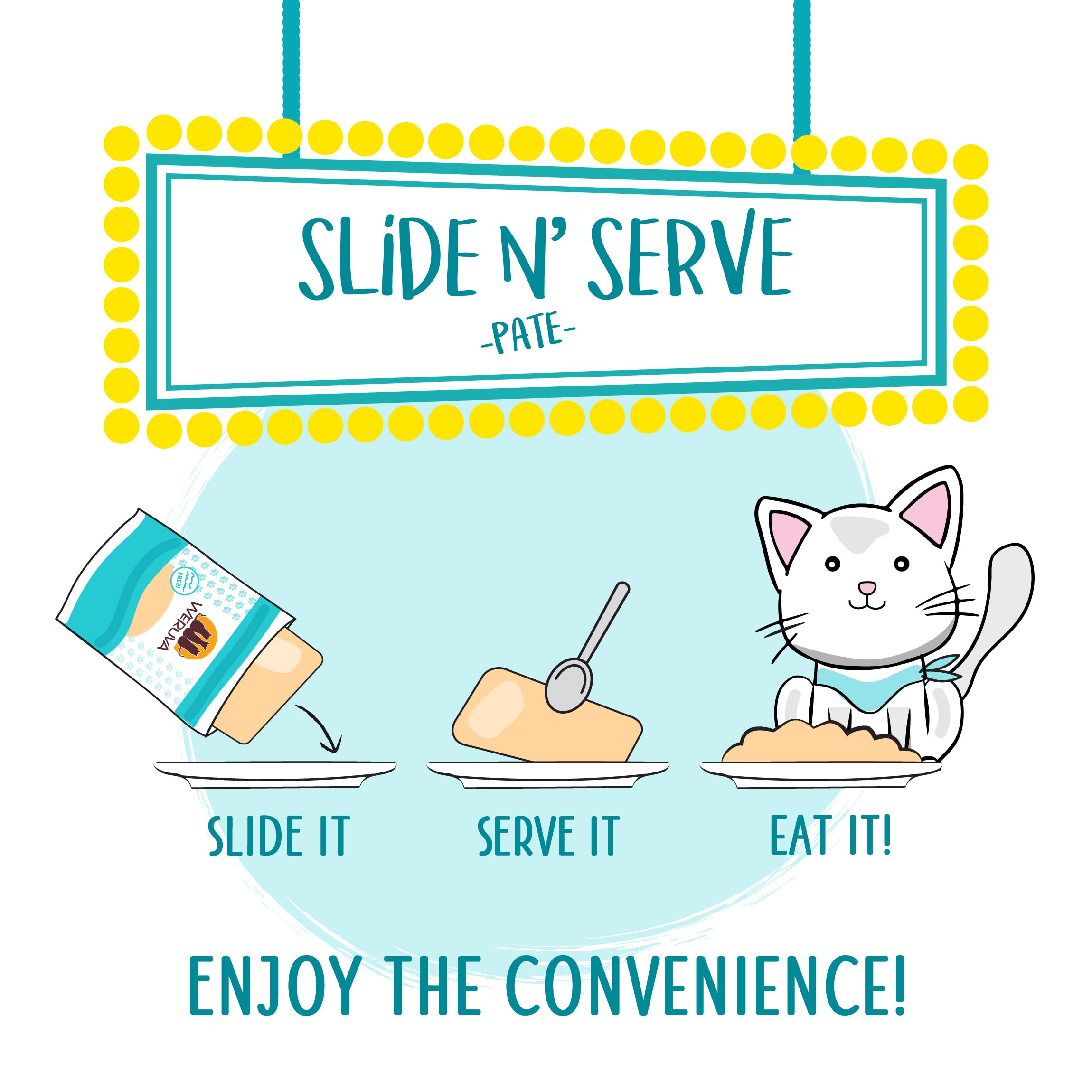 Weruva Slide N' Serve Paté Wet Cat Food, The Showcase Chowdown Variety Pack, 2.8oz Pouch, Pack of 16