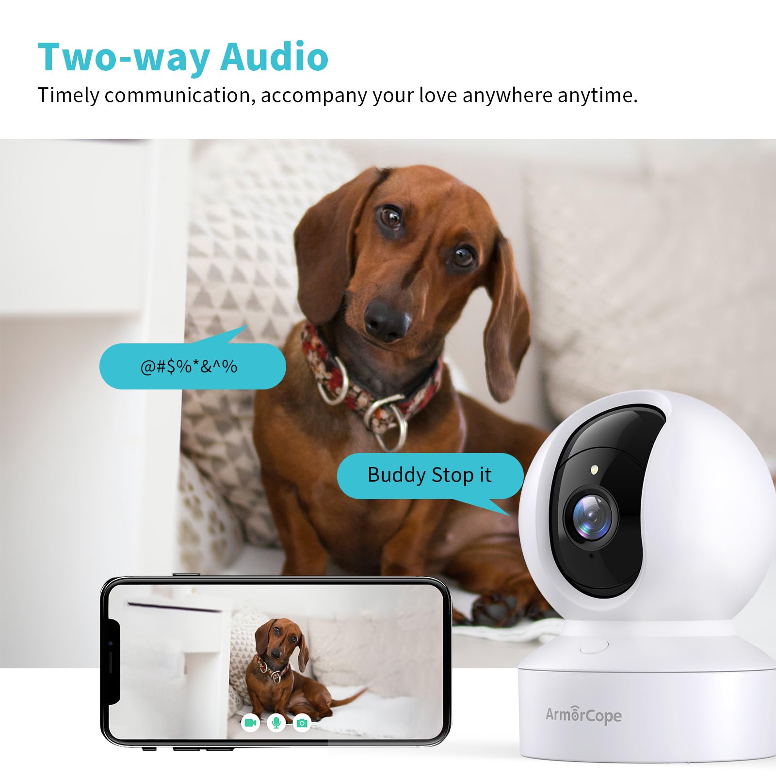 Pet Camera, 2K HD Dog Camera with Phone APP, 360° Pan/Tilt View Puppy Cam, One Click Call for Baby Monitor, MagivPix Night Vision,Motion Tracking Alarm with Cloud/Local SD,Home Indoor Security Cam