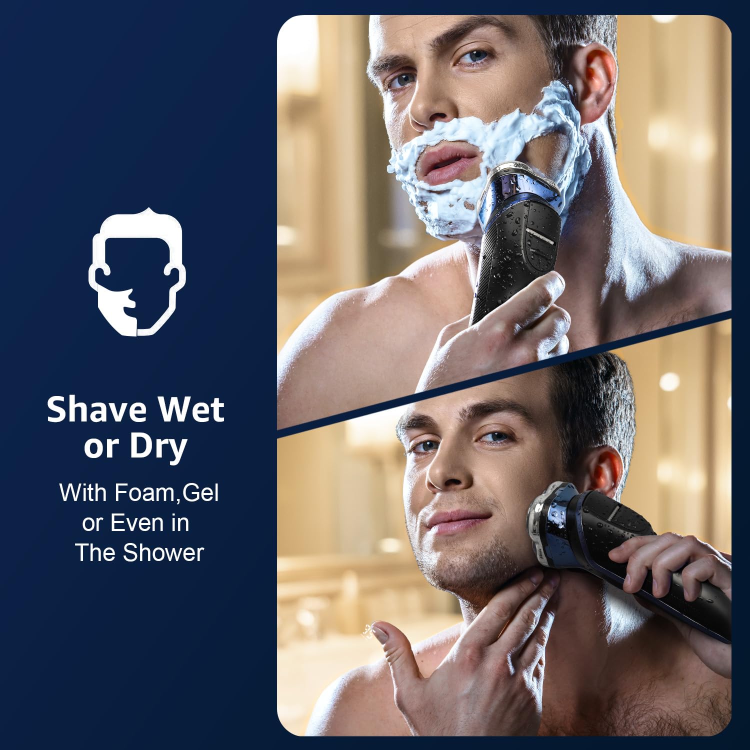 Electric Razor for Men, Electric Shaver for Men Face, Waterproof Wet Dry Rechargeable Shaver with Pop Up Trimmer