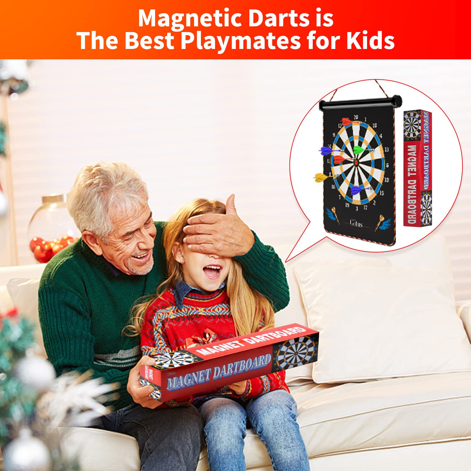 Gitus Magnetic Dart Board Indoor Outdoor Games for Kids with 12 Darts, Gifts for Teenage Boys Teen Boys Gift Ideas Gifts for Boys 8 9 10 11 12 13 14 Years Old Game Room Decor