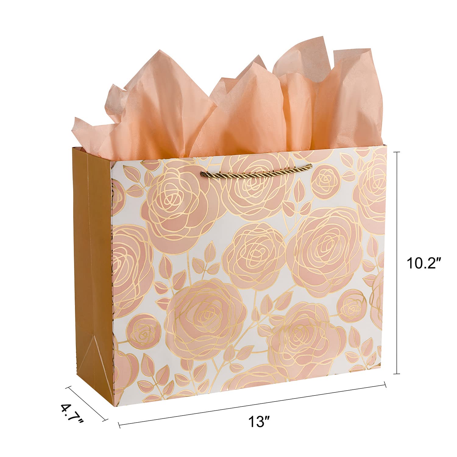 13" Rose Gold Large Gift Bag with Card and Tissue Paper