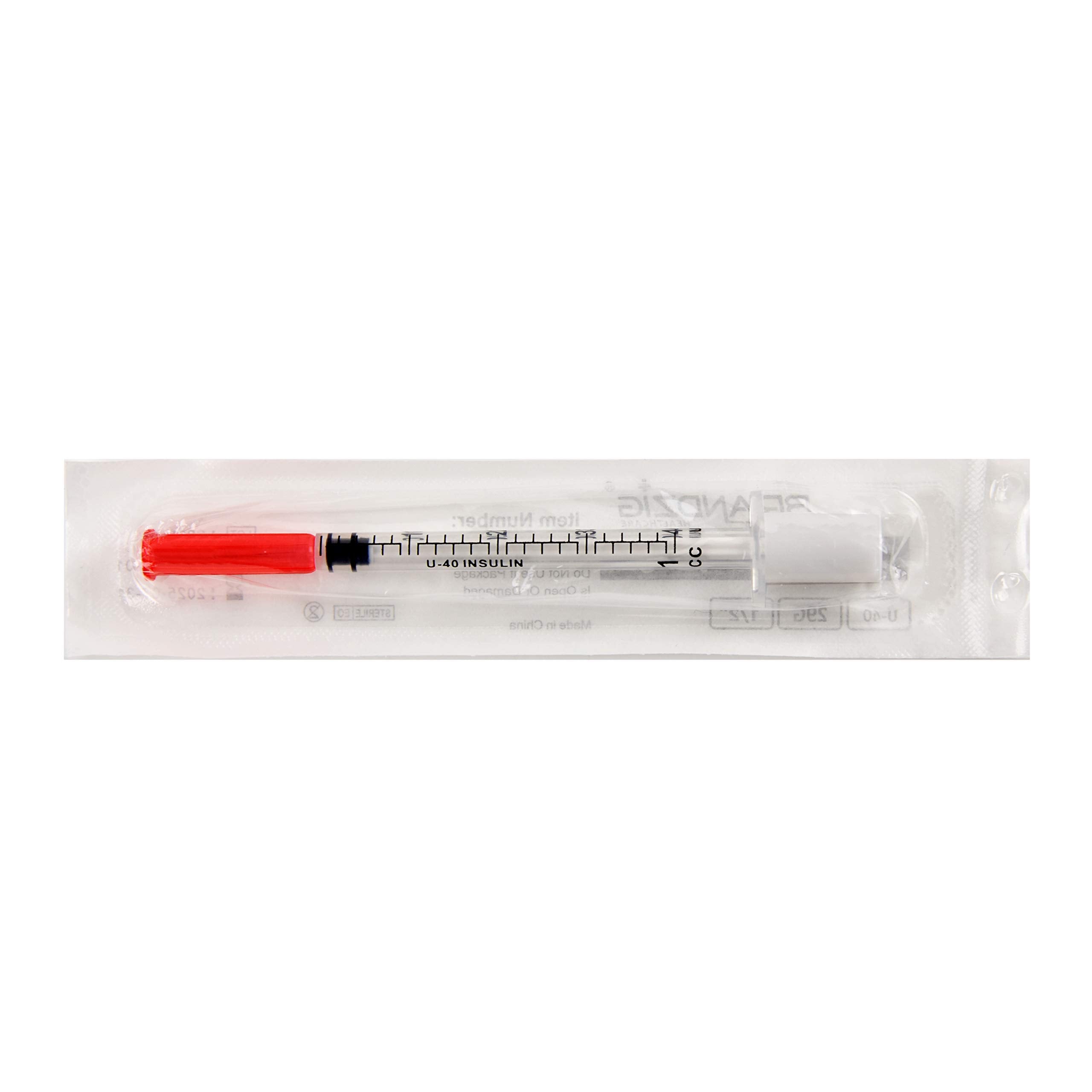 Brandzig U-40 Pet Insulin Syringes 29G 1cc 1/2" 100-Pack