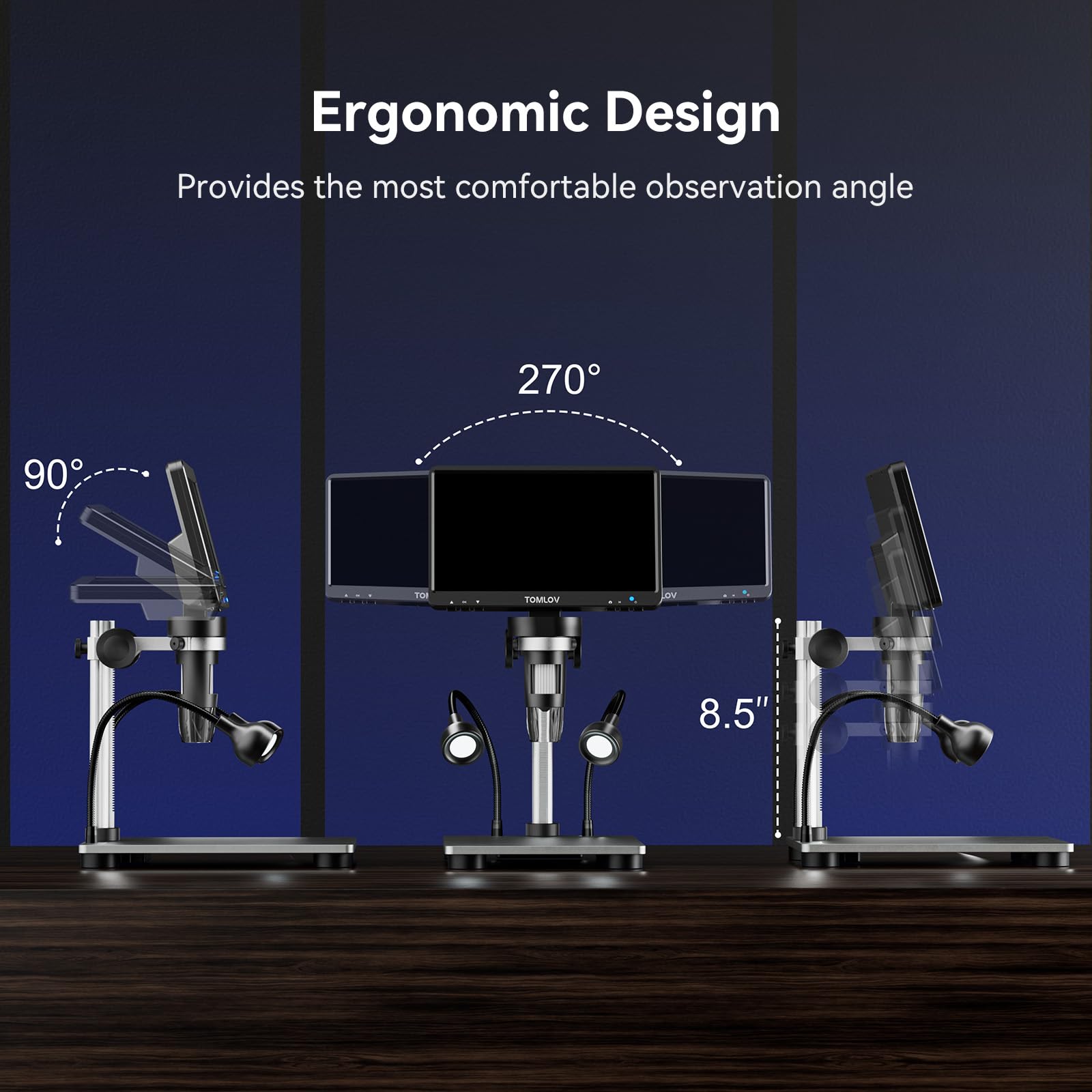 TOMLOV DM9 7" Digital Microscope: 1080P 1200X Coin Microscope Magnifier, 12MP Ultra-Precise Focusing LCD Soldering Microscopes for Adults, PC View, 32GB