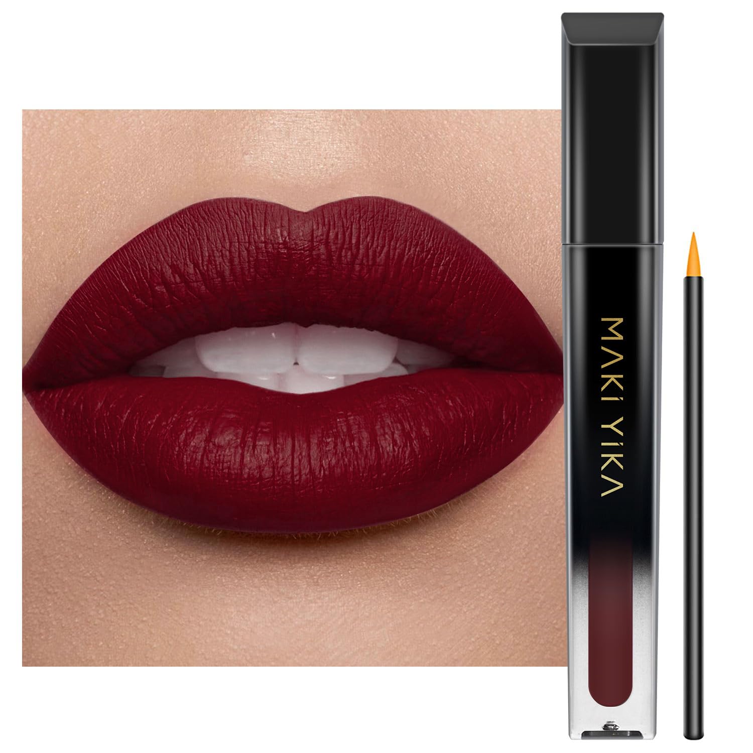 MAKI YIKA Dark Red Lipstick Long Lasting for Women, Burgundy Lipstick Smudge Proof Waterproof, Vampy Matte Lipstick No Transfer, Cruelty Free | PARTY GO