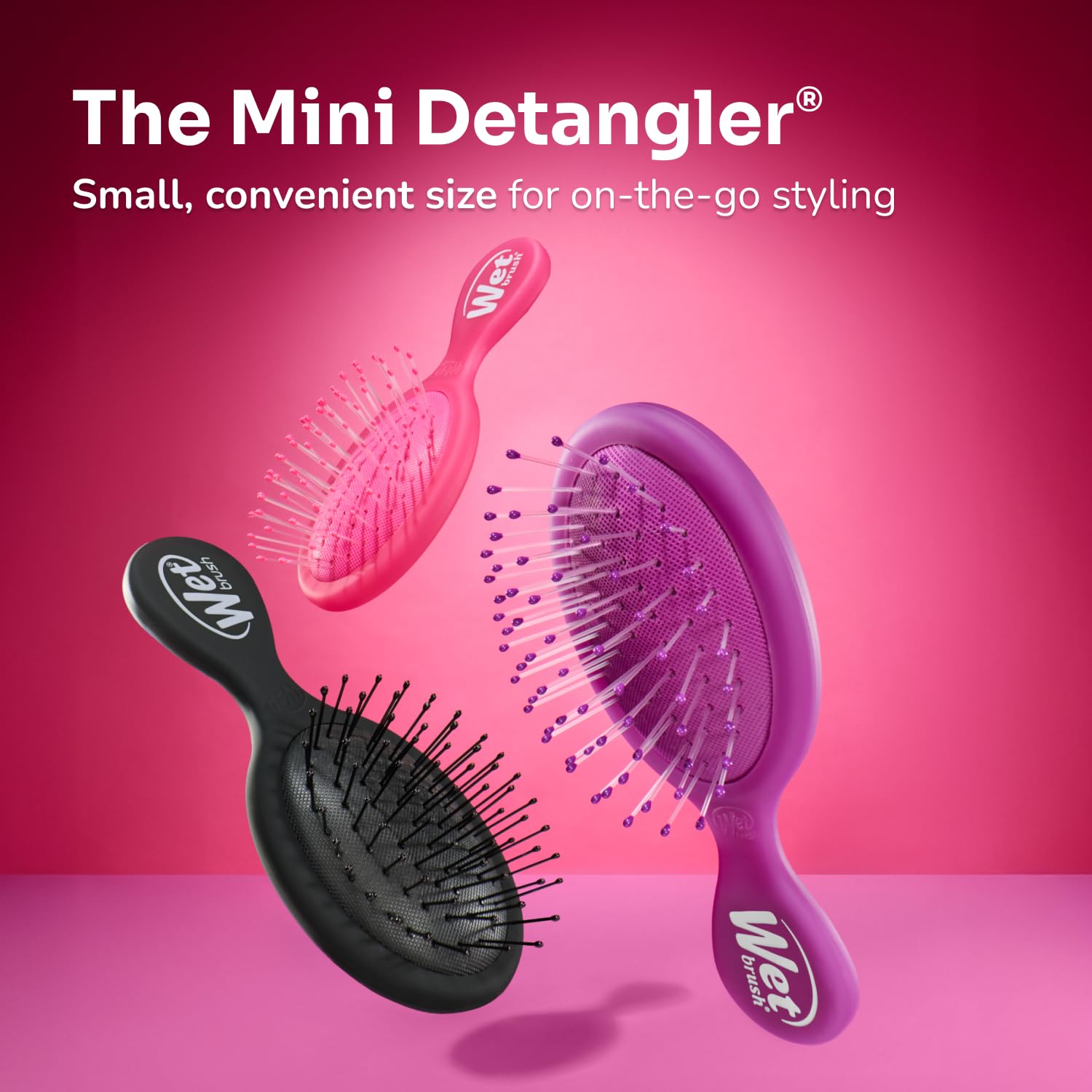 Wet Brush Mini Detangler Hair Brush, Pink Frost, Detangling Travel Hairbrush, Ultra-Soft IntelliFlex Bristles Glide Through Tangles with Ease, Pain-Free, All Hair Types