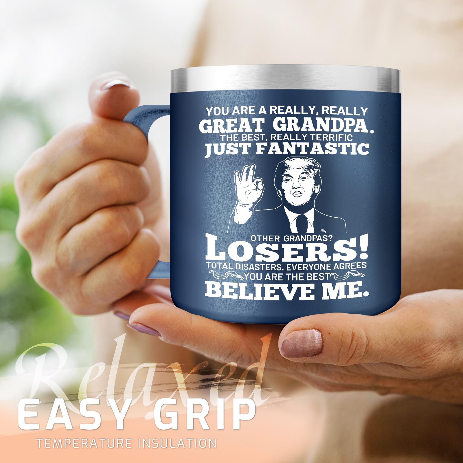 Nurforta Gifts for Grandpa Funny Mug - Grandpa Gifts - Grandpa Birthday Gifts - Father's Day Gifts for Grandpa from Granddaughter Grandson - Christmas Gifts for Grandpa 16 Oz Cool Mug Cup Dark Blue