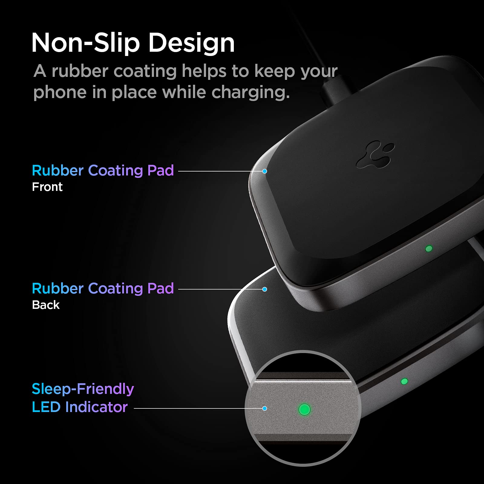 Spigen Wireless Charger, Fast 15W Wireless Charging Pad for Qi Enabled Galaxy S24 Ultra Plus Z Fold Flip 5 4 3 S23 S22 FE Note 20 Pixel 8 Pro Fold 7 6 iPhone 15 14 13 12 SE Max [No Adapter Included]