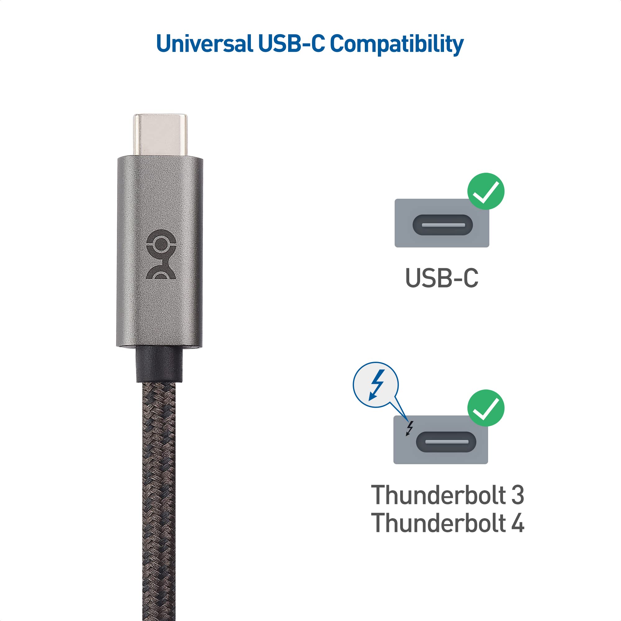 Cable Matters Braided USB C to DisplayPort 1.4 Cable 6ft, Support 4K@240Hz / 8K@60Hz (USB-C to DisplayPort, USB C to DP) in Gray - Thunderbolt 4 /USB 4 Compatible with MacBook, XPS