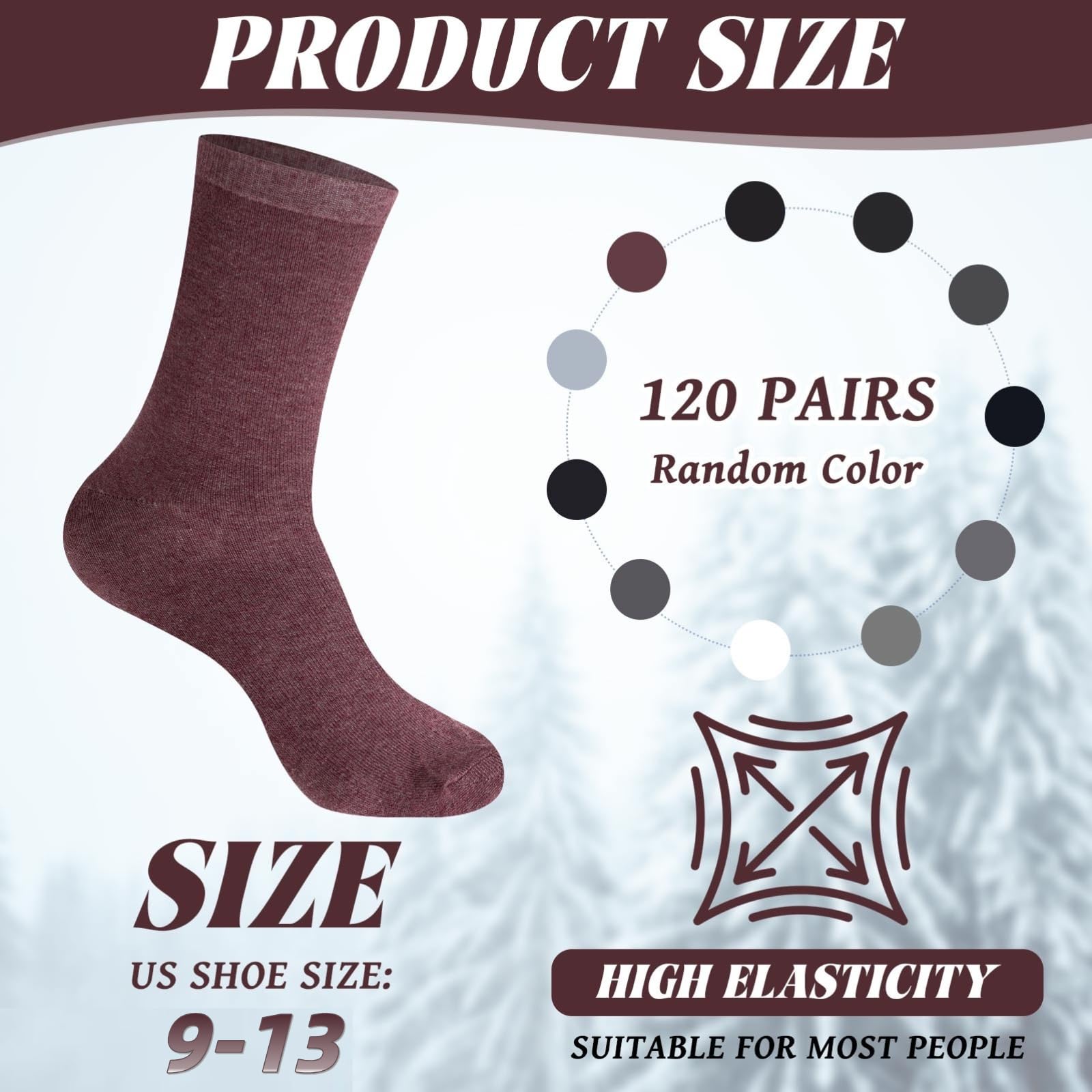 Croloose 120 Pairs Mens Socks Bulk for Homeless Donation Moisture Wicking Socks Athletic Casual Winter Socks in Bulk for Unisex Adult Homeless