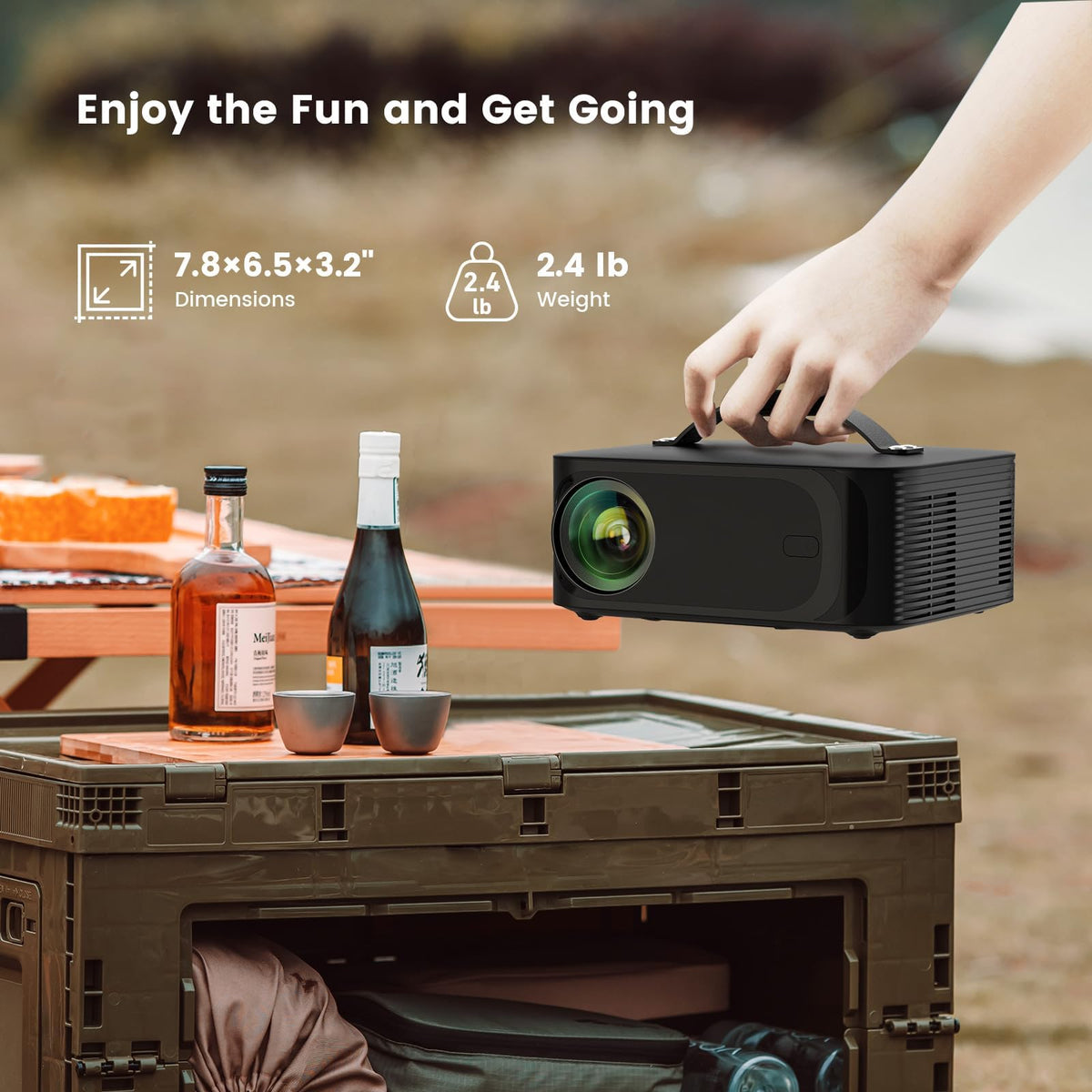 [Netflix-Licensed/Dolby Audio]Outdoor-Projector 4K with Wifi 6 and Bluetooth,ONOAYO 800ANSI Native 1080P Portable Projector,Built-in Netflix/YouTube/PrimeVideo, Electric Focus Keystone Smart Projector