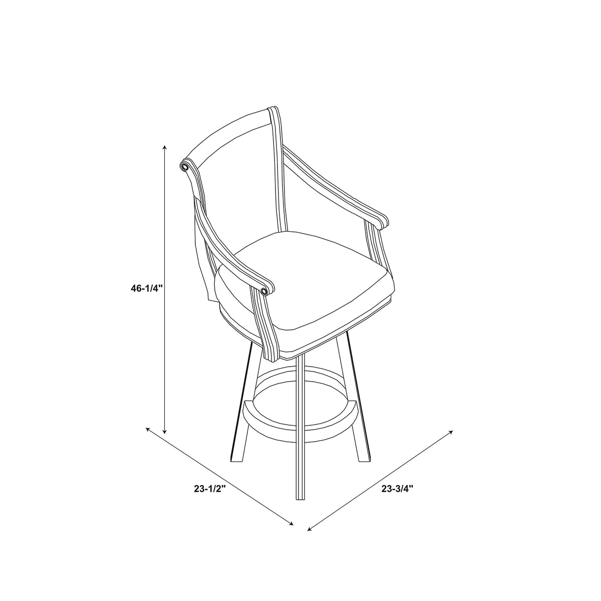 Powell Furniture Brandon Swivel Arm Barstool with Extra Padded Upholstered Seat by Powell, Bar Height, Cherry Brown