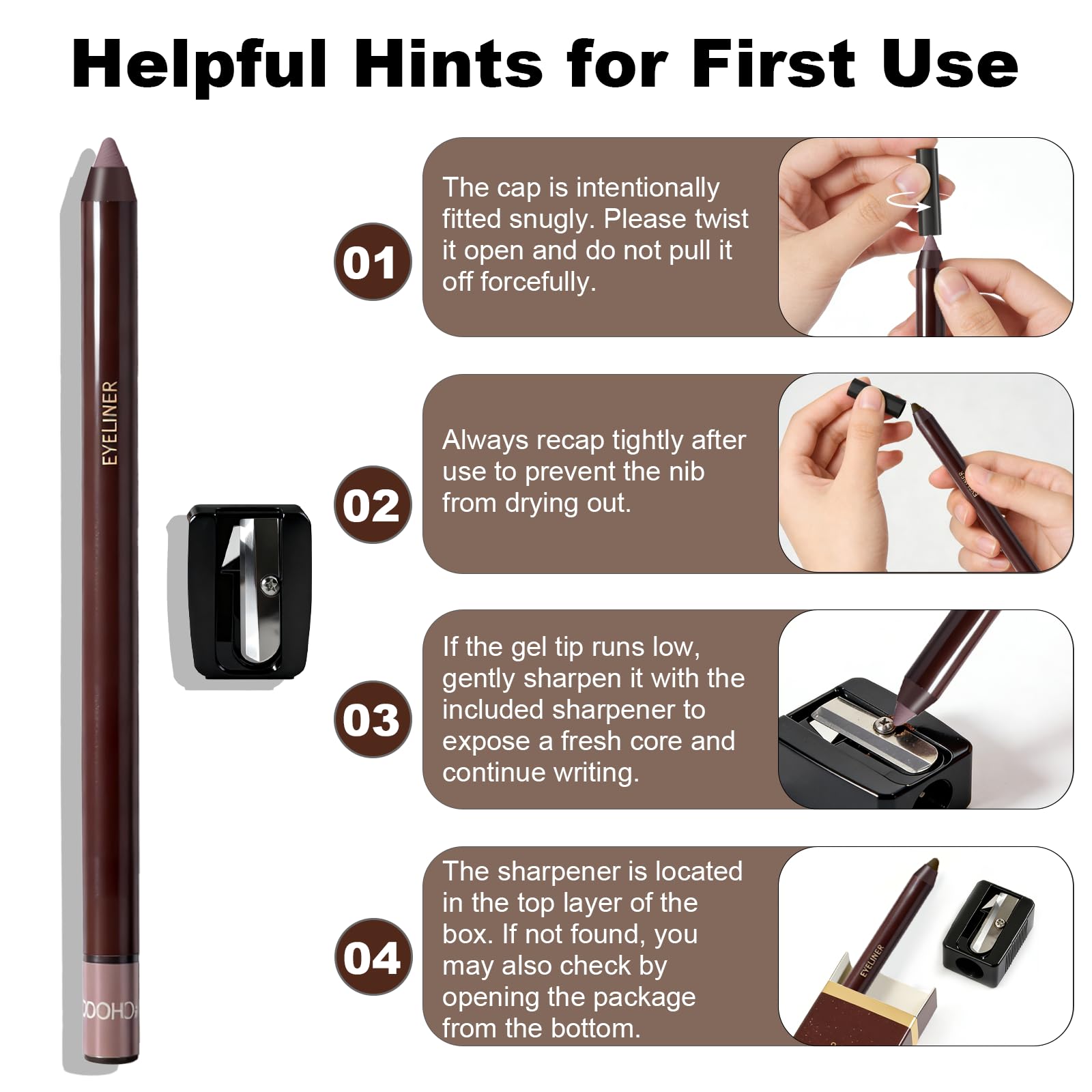 Brenqe Plum Gel Eyeliner Pencil,Smudge-proof Waterproof Long Lasting Plum Eye Liner, High-Pigmented Smooth Creamy Formula for Mature Women, Eyes Makeup Pen Includes Sharpener