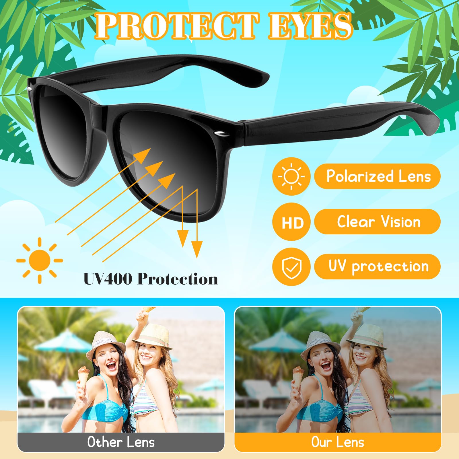 ASTARON Black Novelty Sunglasses Bulk, 6 Pack Black Novelty Sunglasses Party Favors for Summer Beach Pool Wedding Party,Great Gift for Pool, Birthday Party Supplies Goody Bag Favors