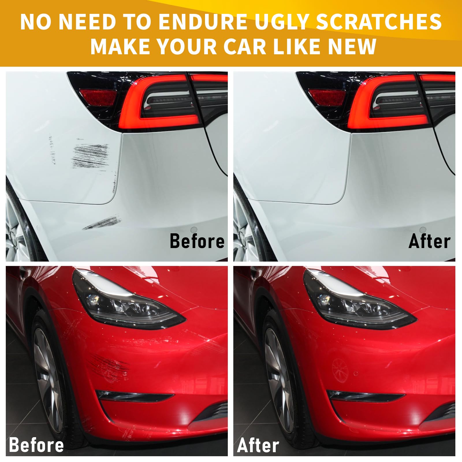 Touch Up Paint For Cars Tesla Model 3/Y/X/S, Auto Deep Scratch Fill Repair, Erase Automotive Scratches, Touchup Paint Pen Nick Removal For Various Cars 0.4 oz (Pearl White)