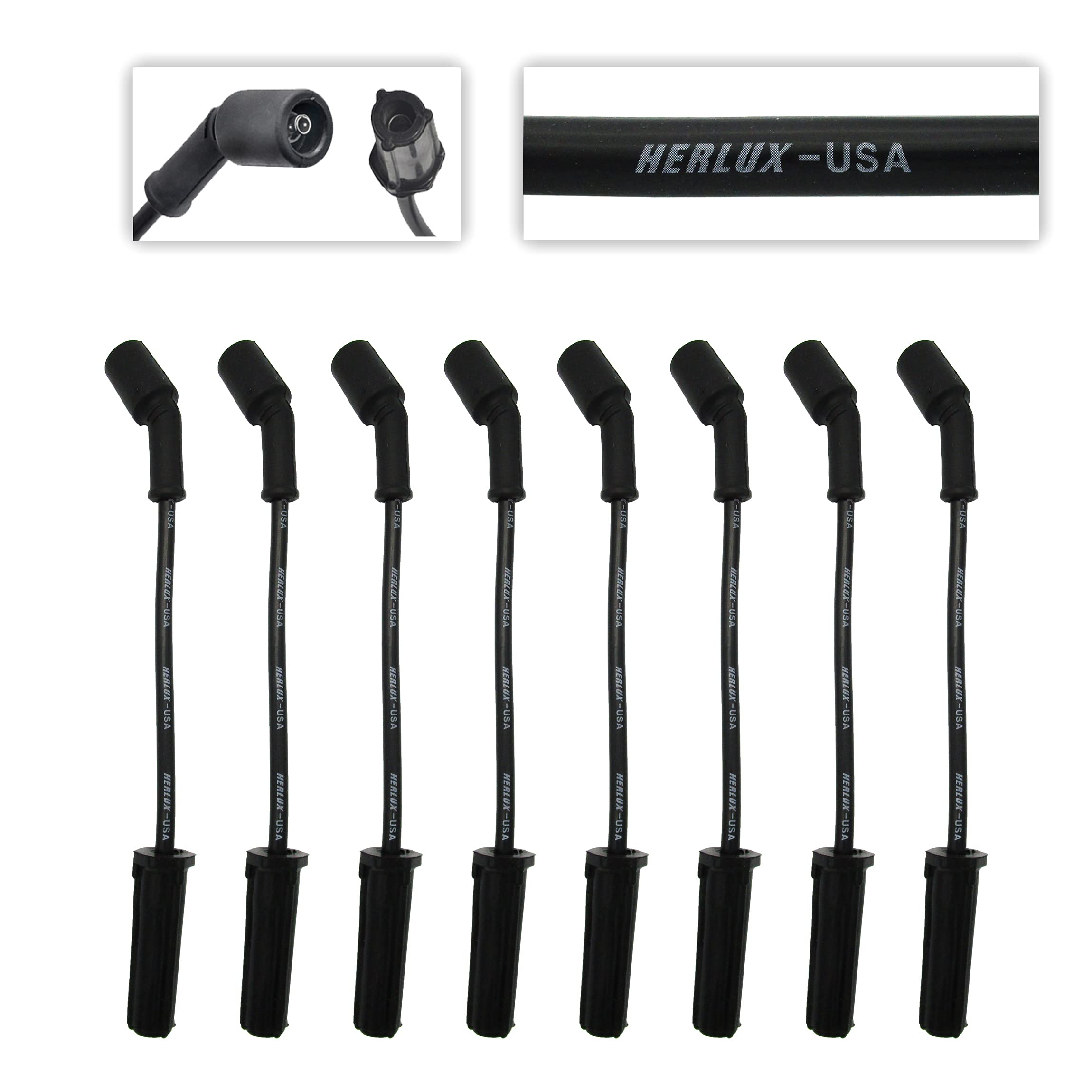8 ACD-OEM Spark Plugs 41-962 + 8 Herlux Spark Plug Wires For LS2 LS3 LS4 LS7 Engines Compatible with 9748HH 41-110