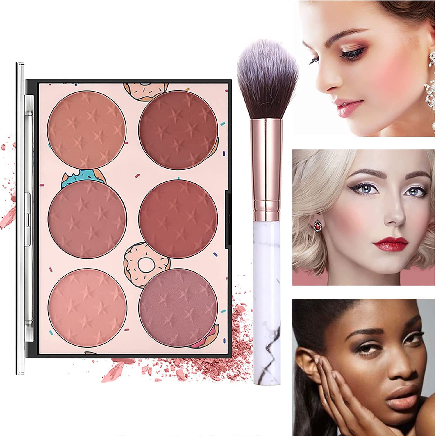 12-Color Pro Makeup Kit for Women - Eyeshadow, Foundation, Lipstick, Blush, Brushes, Eyeliner Stamp