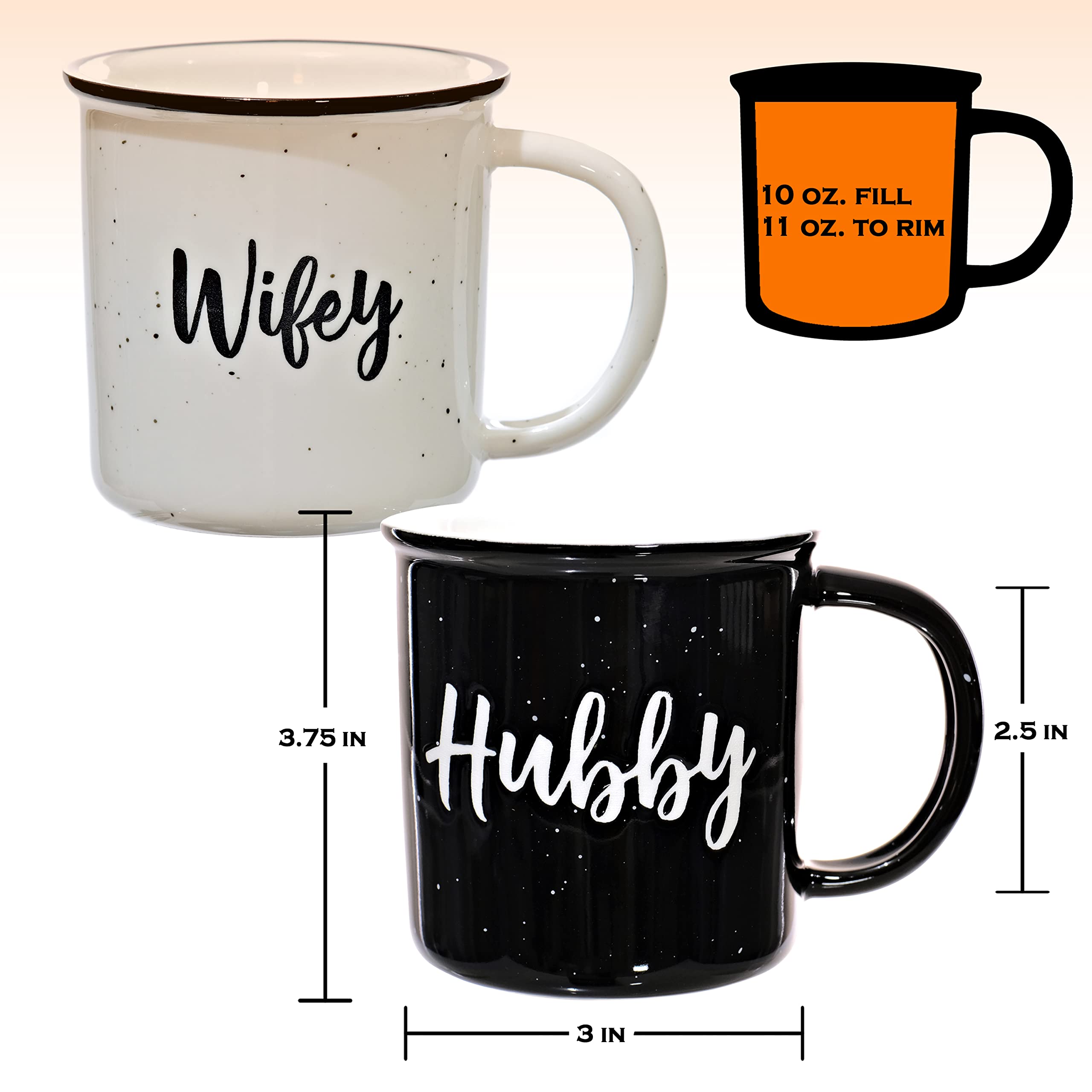 Wifey Hubby Mugs Set of 2 Coffee Mug 11 Ounce, Bride Gift, Engagement Gift, His and Hers Gift, Mr and Mrs Coffee Mug Set, Bride to Be Gift, Hubby and Wifey Mug, Mr and Mrs Cup Couples Mug