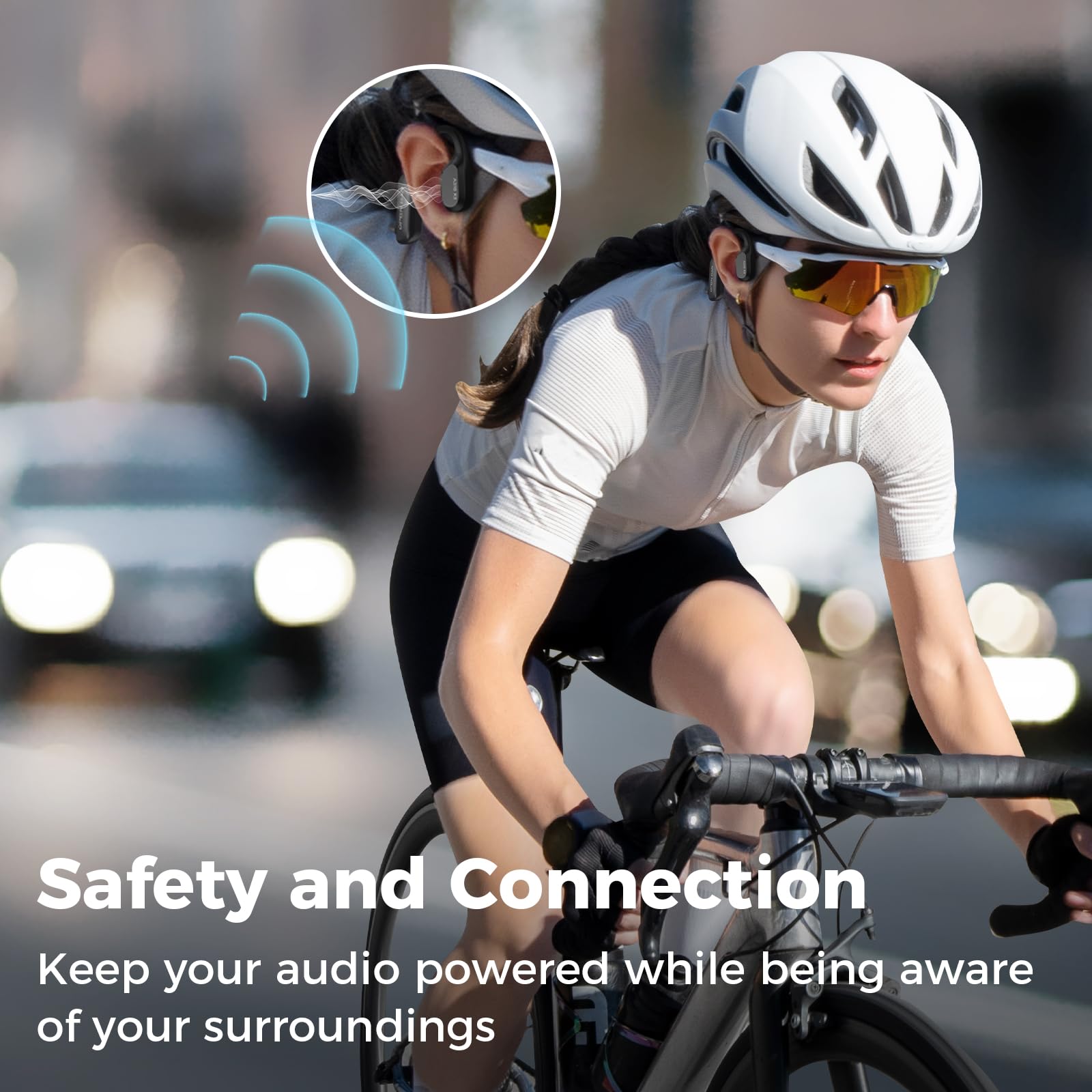 AHEYE Bone Conduction Headphones, AS18, Bluetooth 5.3, IP68 Waterproof, 16G Storage, 8H Playtime, Open Ear, Black