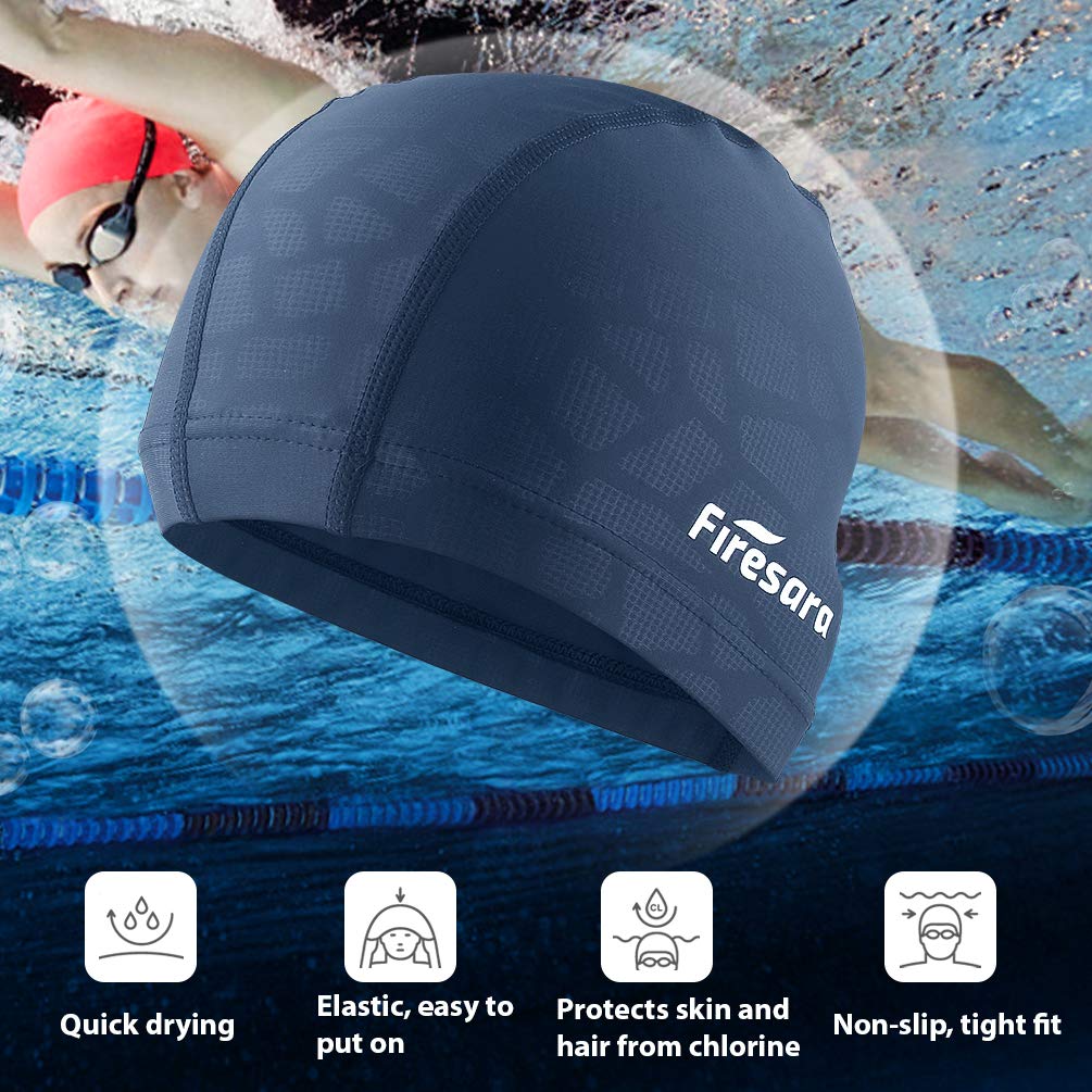 Firesara Fabric Swim Cap, High Elasticity Swimming Cap Keeps Hair Clean Breathable Fit Both Long Hair Short Hair, Swim Caps Woman Girls Men Kids One Size Hat