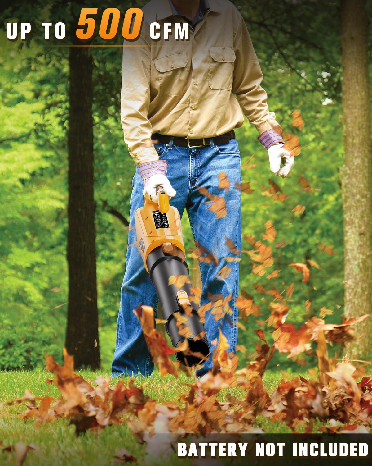 HEINPRO Cordless Leaf Blower Up to 500CFM Compatible with DEWALT 20V Max Battery (No Battery), Electric Leaf Blower Cordless with 5 Speed Modes, Battery Powered Leaf Blowers for Lawn Care, Yard