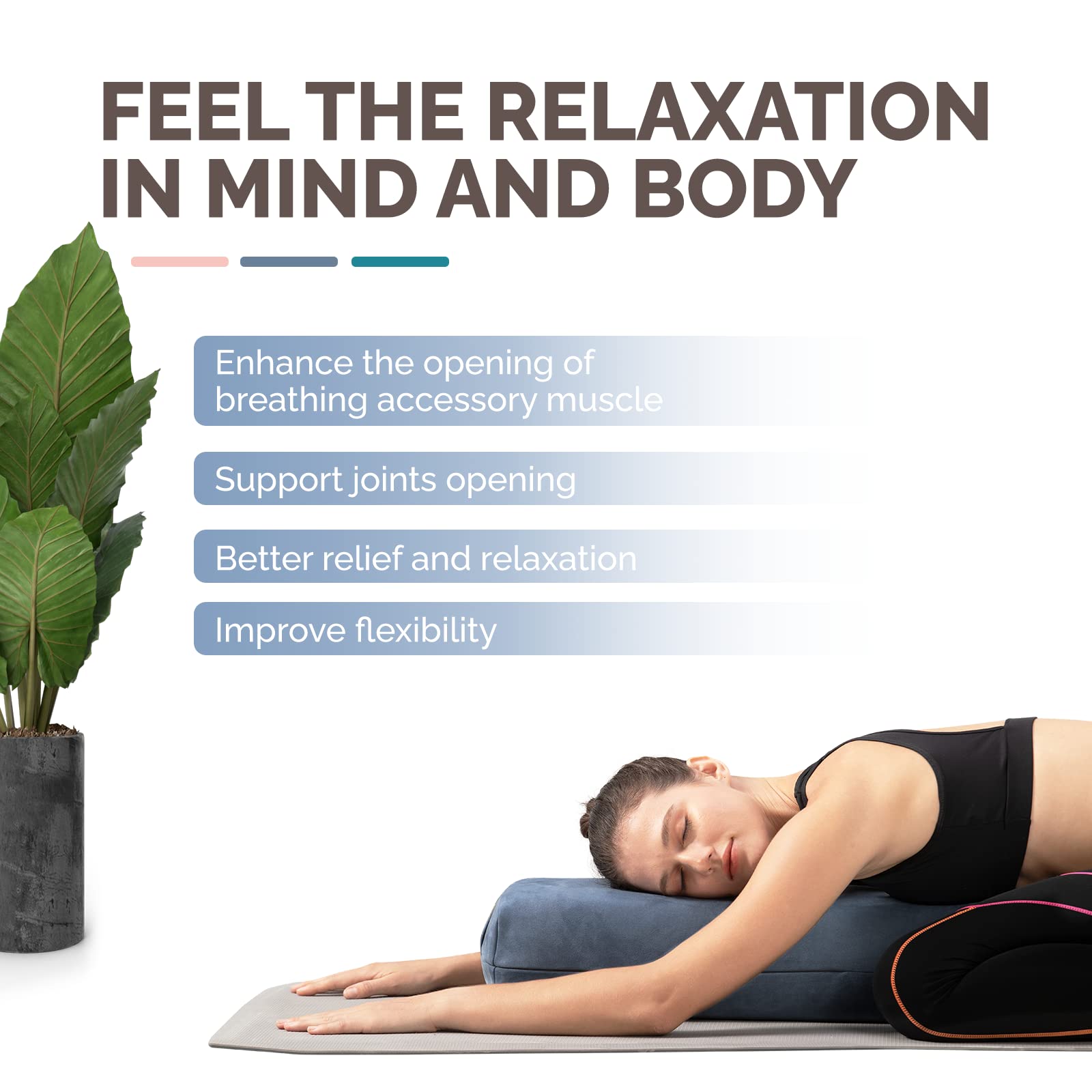 Yes4All Triple-Layer Sponge Yoga Bolster Pillow for Restorative Yoga & Meditation - Versatile Yoga Support Pillow, Balance & Poses Modification
