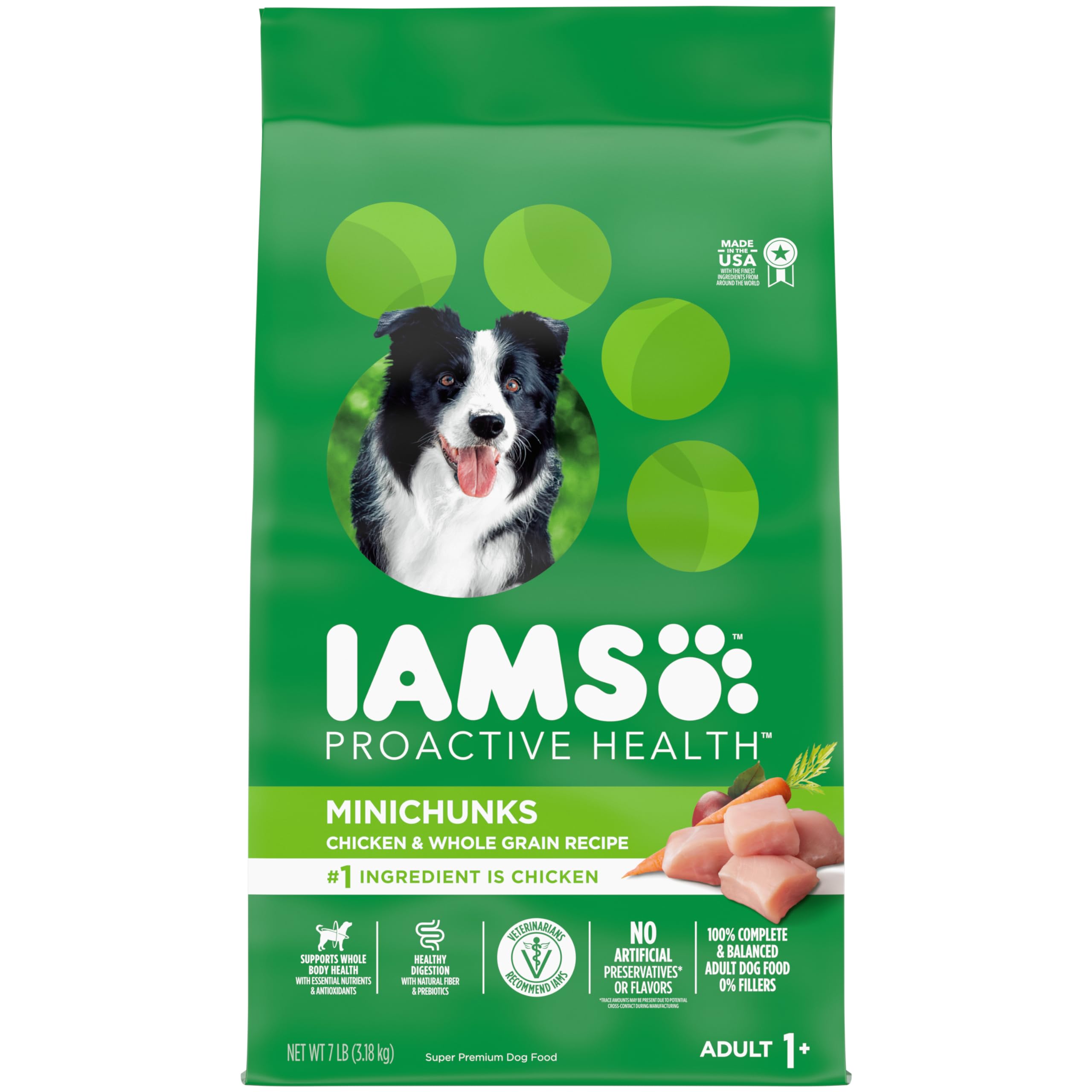 IAMS Proactive Health Minichunks Adult Dry Dog Food with Real Chicken and Whole Grains, 7 lb. Bag