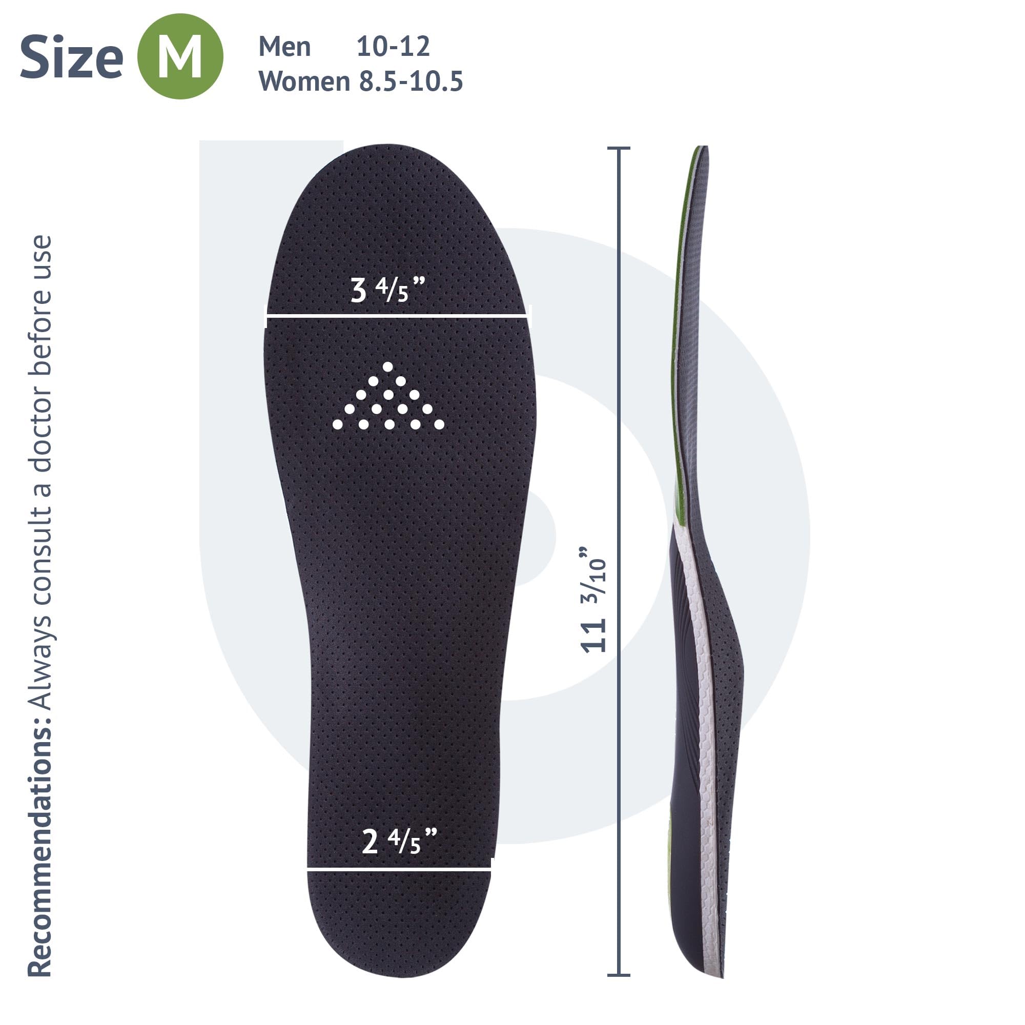 Brison Sport Insoles for Men Women - Orthotic Support Inserts for Sneakers Athletic Football Basketball Baseball Socker Tennis Skateboard or Golf Shoes Men 8.5-10.5 Women 10-12