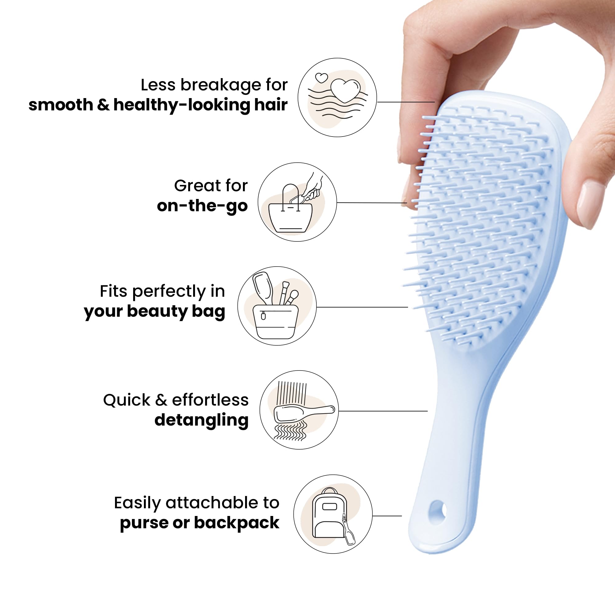 Tangle Teezer Ultimate Detangler Hairbrush, Eliminates Knots & Reduces Breakage, Mini Hair Brush for Travel, Small Hands & All Hair Types, Digital Lavender