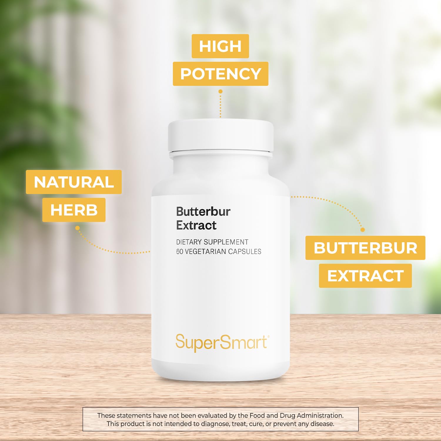 Supersmart - Butterbur Extract (High Potency) - 15% Sesquiterpenes - Natural Herb Supplement | Non-GMO & Gluten Free - 60 Vegetarian Capsules