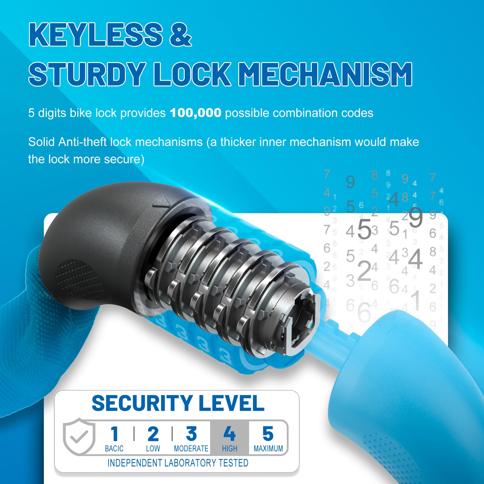 APECYC Bike Chain Lock 5 Digit Combination Bike Locks Heavy Duty Anti Theft 4 ft/47.2 inch Longer Chain Bicycle Lock Hardened Steel Bike Lock for Scooter, E-Bike, Motorcycle, Bicycle