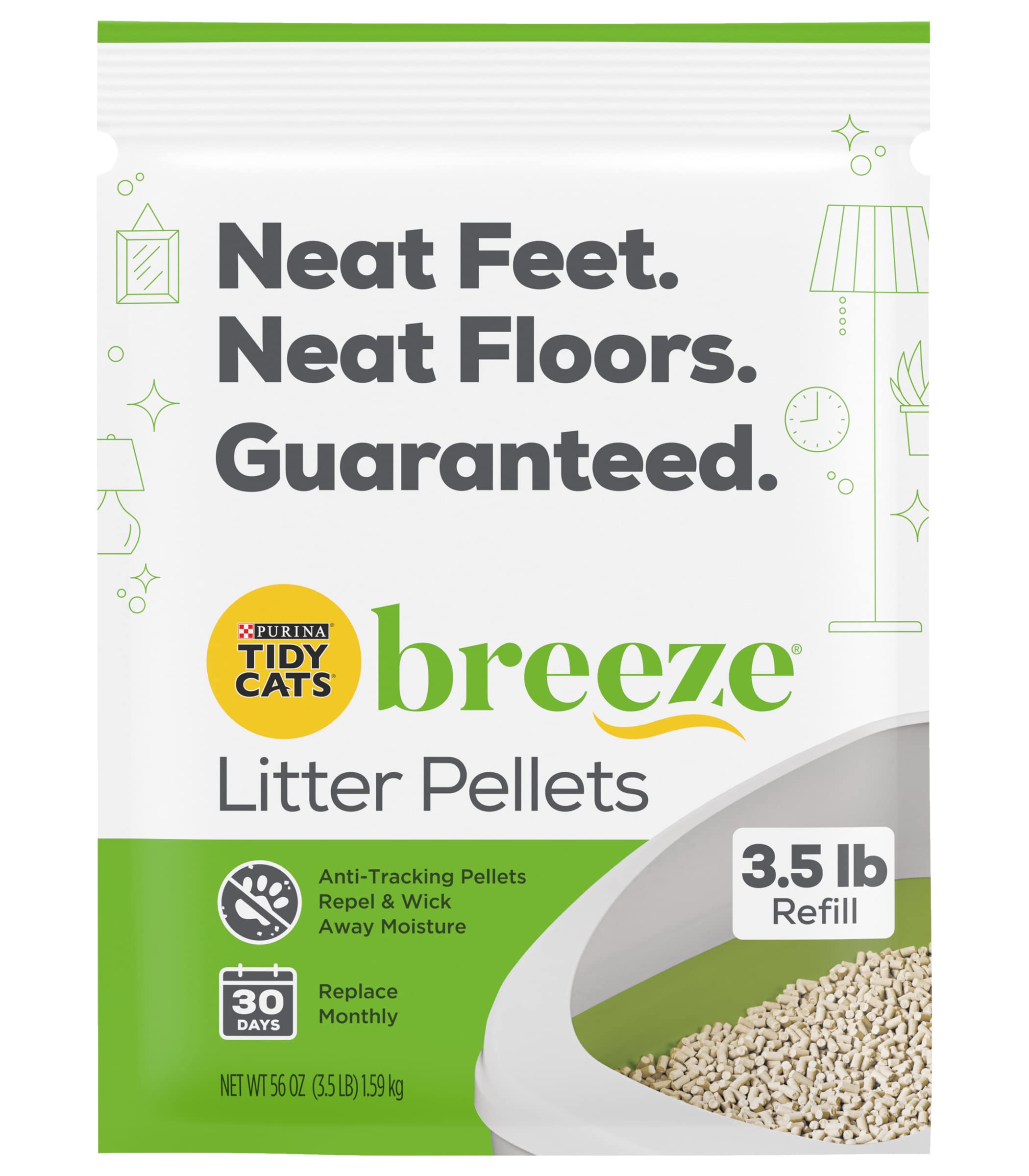 Purina Tidy Cats Breeze Litter Pellets Refill Pouch, Made for Multiple Cats, Anti-Tracking Pellets, 3.5 LB Refill Pouch (Pack of 2)