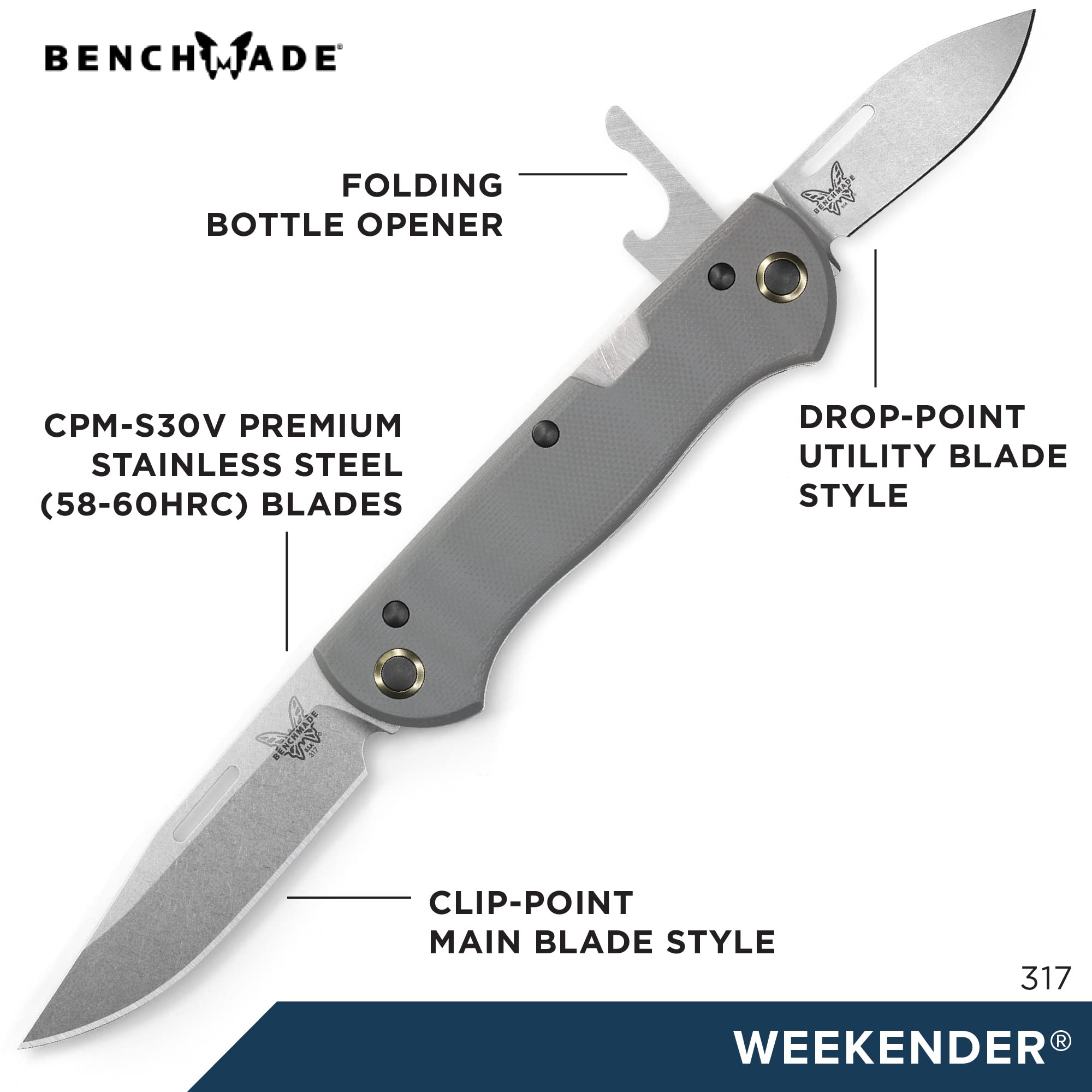 Benchmade - Weekender 317 Outdoor Knife with Cool Grey G10 Handle (317)