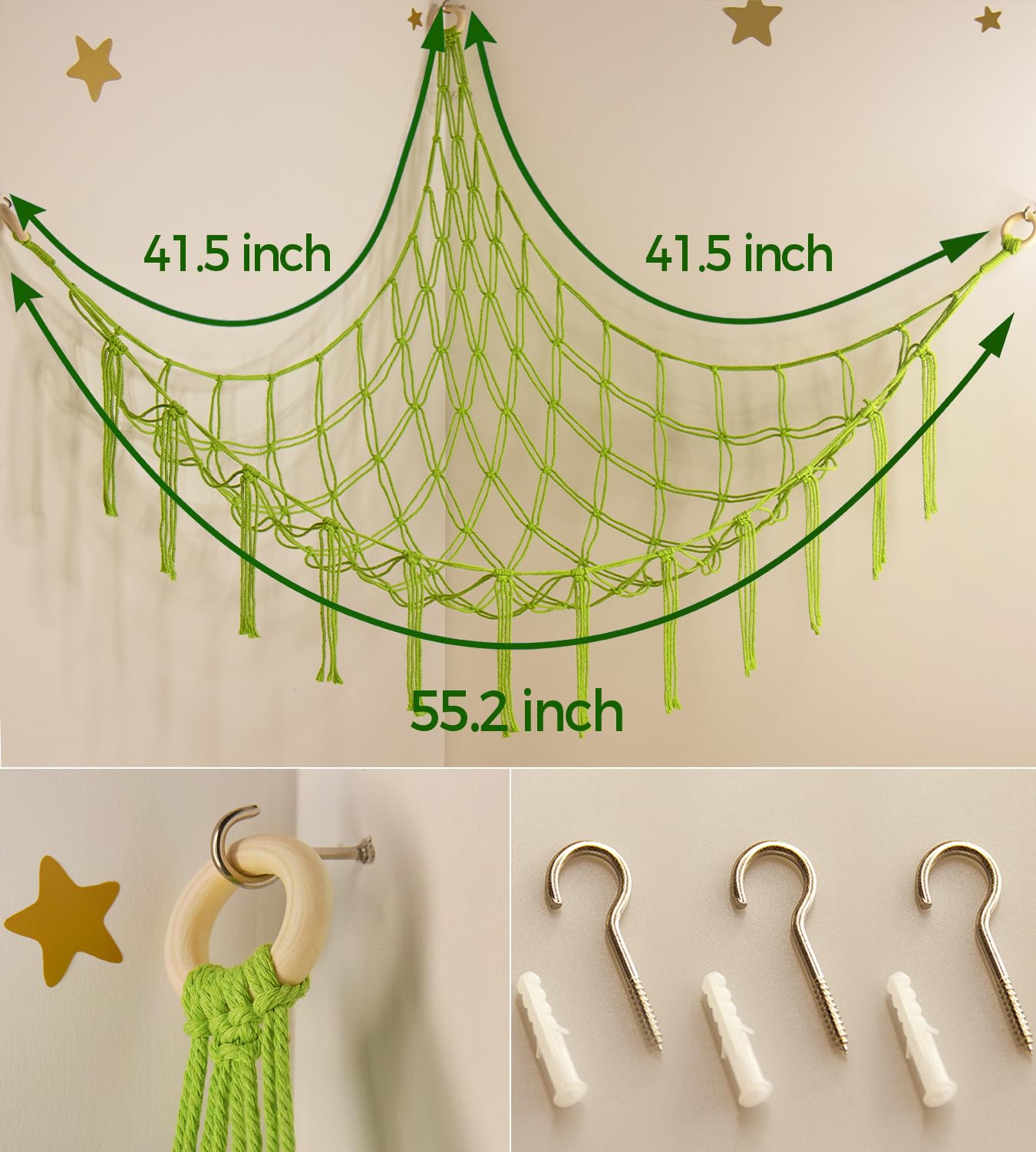 mirolam Large Stuffed Animal Hammock Corner Net Toys Hanging Storage Organizers Easter Decorations Kids Room Decor Gifts for Girls Funny Cool Stuff Things