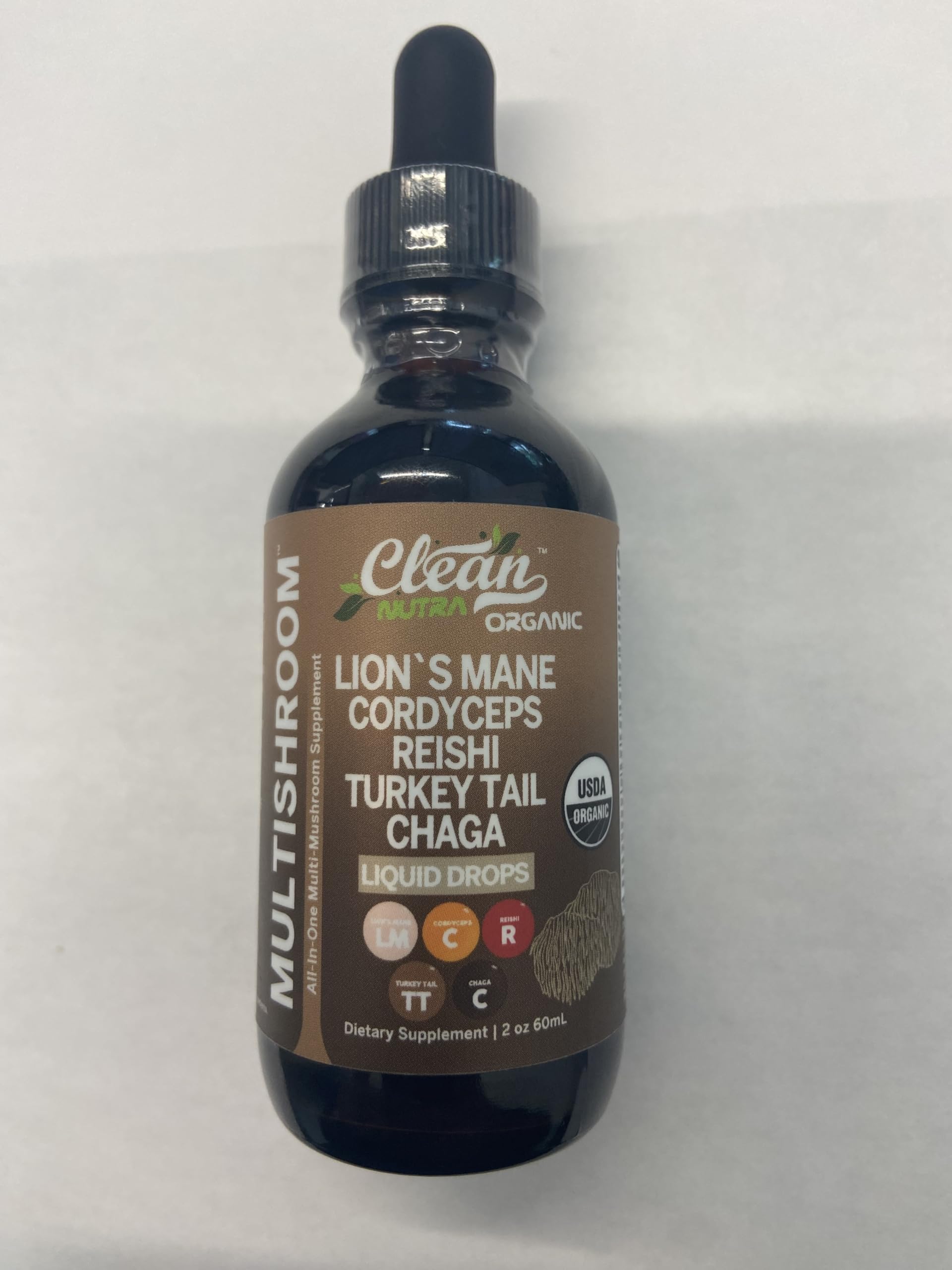 Organic Lions Mane Mushroom Supplement Liquid Drops + Turkey Tail Cordyceps Reishi Chaga Shitake Maitake Tremella Oyster Mushrooms Poria and Enokitake Complex Blend by Clean Nutra