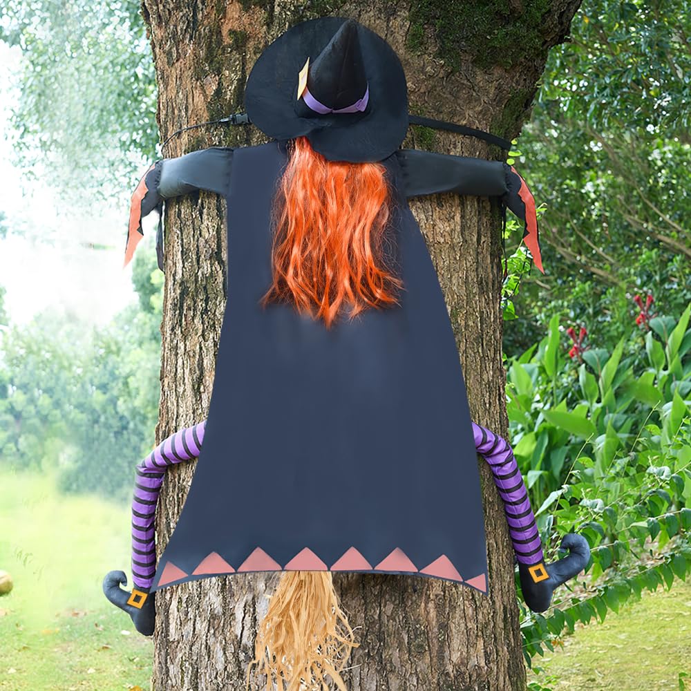 JOYIN Halloween Decoration Crashing Witch Into Tree with Orange Hair, Halloween Witch Indoor and Outdoor Tree Trunks or Pillars Decor for Haunted House Prop, Porch, Yard, Patio Decoration