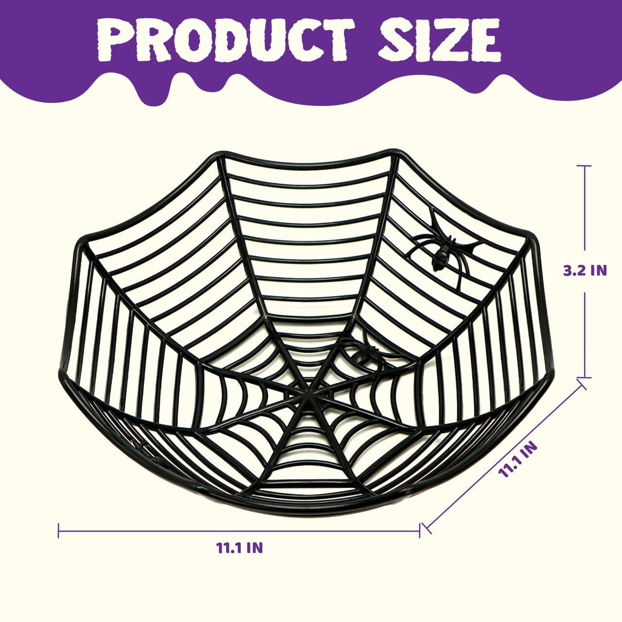 JOYIN 3 Pcs Halloween Candy Bowl Dish Spider Web Halloween Decorations Indoor Decor, Party Supplies Favors Table Desk Haunted House Trick Or Treat Basket Plastic