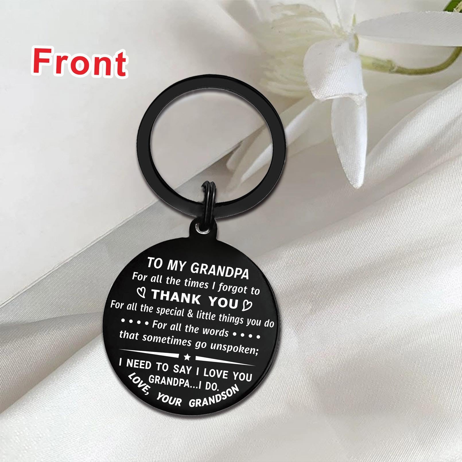 Gifts for Grandpa - Grandpa Birthday Keychain - Best Grandpa Gifts from Grandson - Thank You Grandpa - Fathers Day Christmas Keychain Gifts for Grandpa from Grandson