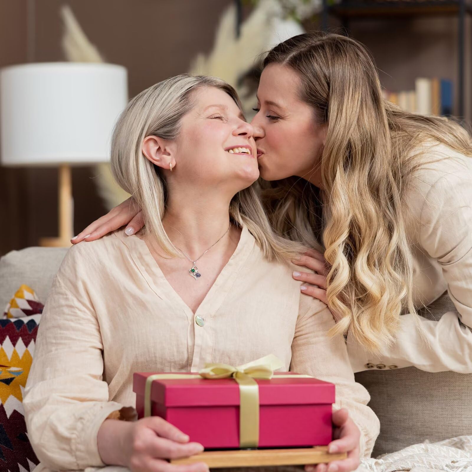 Iefil April Birthstone Necklace for Women - Garnet Necklace, Diamond Necklace, January Birthstone Necklace, Birthstone Jewelry, Anniversary Birthday Gifts for Women, Jewelry Gifts for Wife Mom Sister