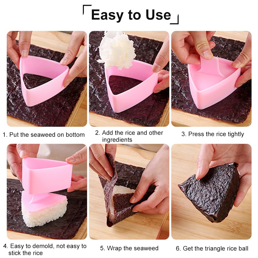 Onigiri Mold Triangle, 2 Pack Large Rice Ball Mold Sushi Makers, Japanese Rice Cooker for Bento