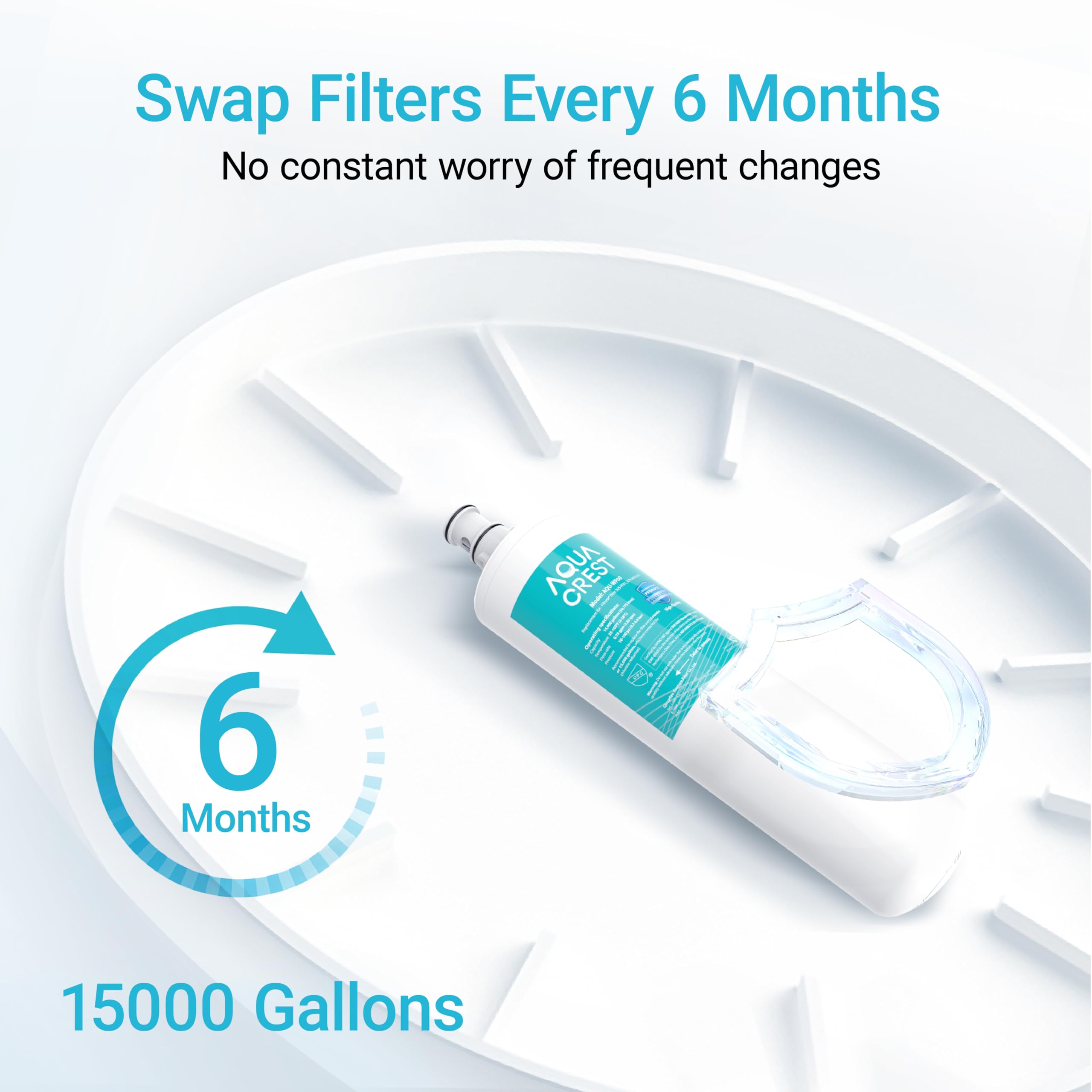 AQUA CREST 3US-PF01 3US-MAX-F01 Replacement Filter, NSF/ANSI 42 Certified Replacement for Filtrete® 3US-PF01, 3US-MAX-F01H, 3US-PS01, Delta RP78702, Manitowoc K-00338, HF20 HF25 Water Filter, 2 Pack