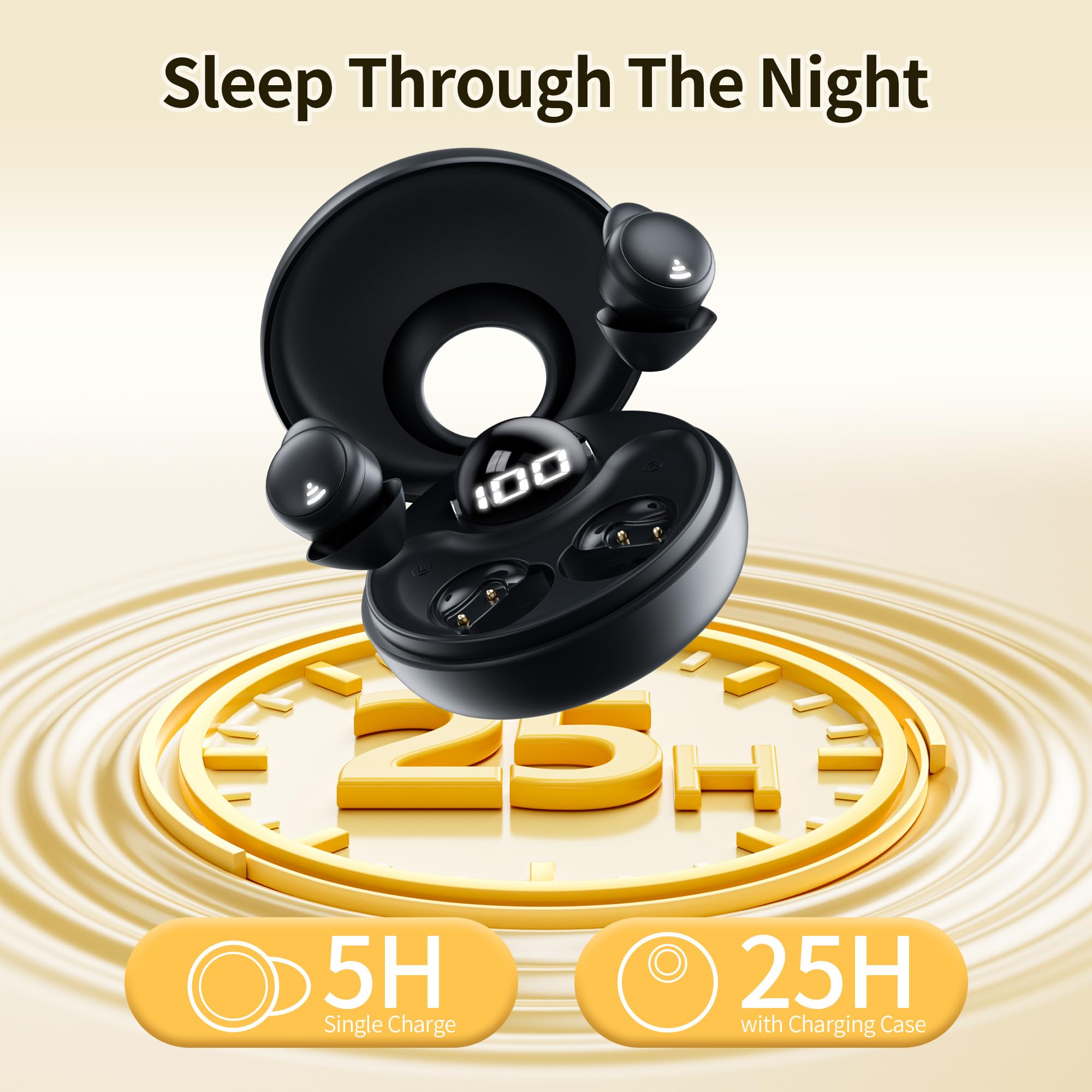 Kinglucky Sleep Headphones for Side Sleeping Earbuds Wireless Bluetooth Ear Buds in Ear Headphone Noise Cancelling Mini Small Ears Canal Earphones for Sleepers Exercise Working Hiking Sports