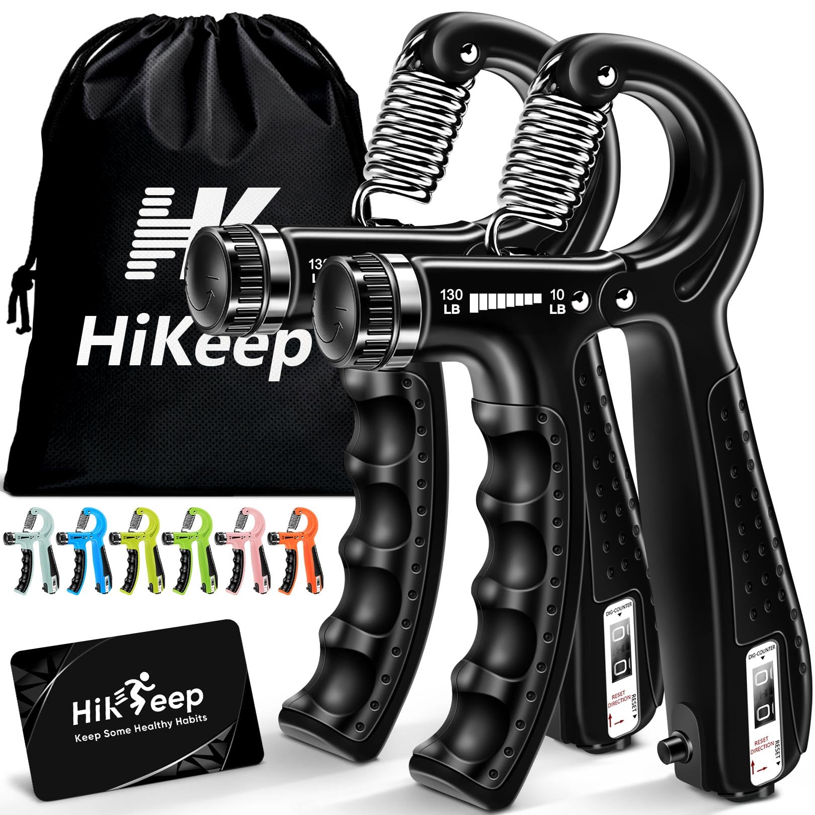 HiKeep Grip Strength Trainer Kit (2 Pack), Forearm Strengthener, Hand Grip Gripper Strengthener, Fitness Exercise Workout Equipment, Hand Strengthening Devices, Forearm Exerciser, Finger Strengthener