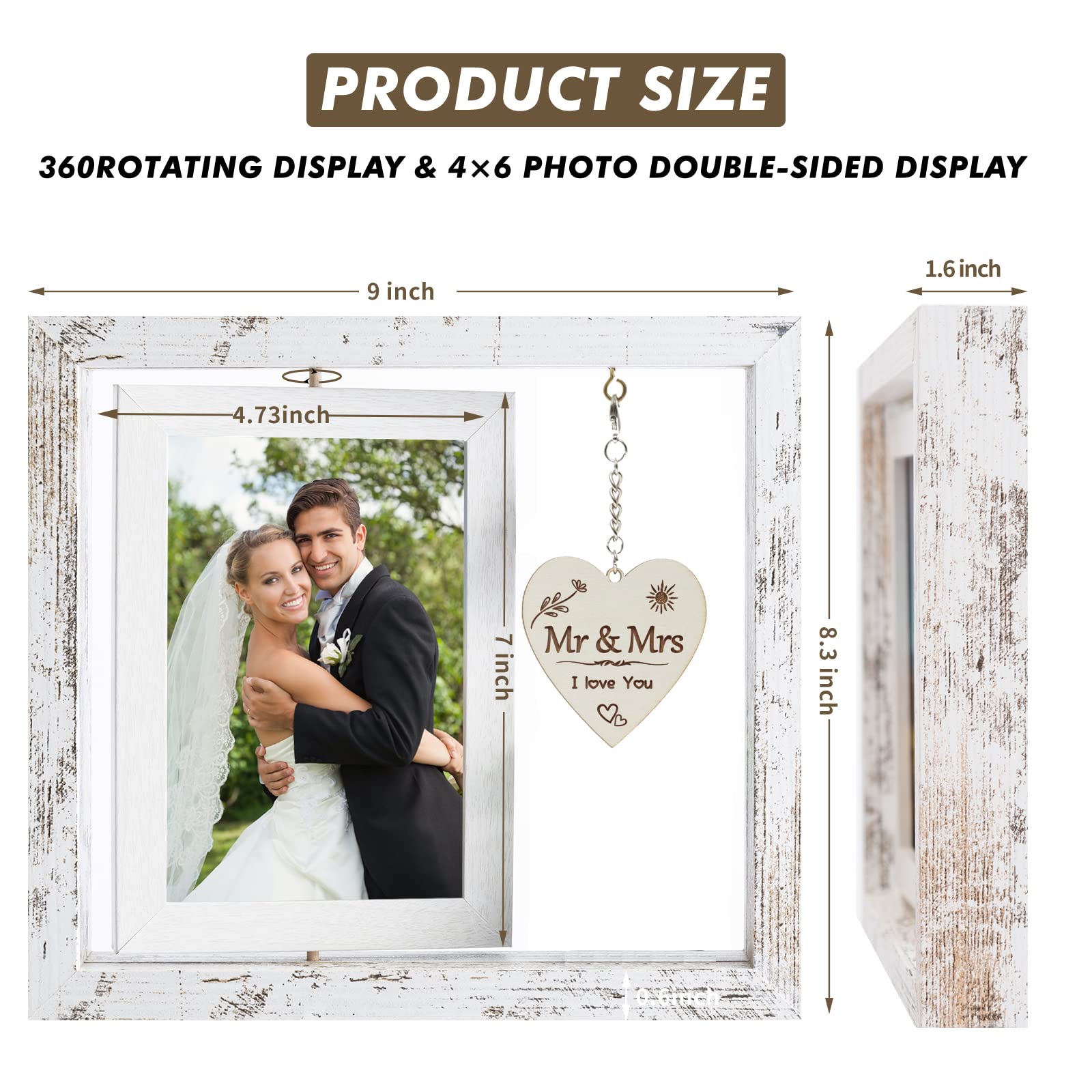 Hooweti Wedding Gifts, Wedding Picture Frame，Gifts for Bride And Groom, Newlywed Anniversary Valentines Gifts for Couples, Bride to Be Bridal Shower Gifts, Mr & Mrs Photo Frames 4x6