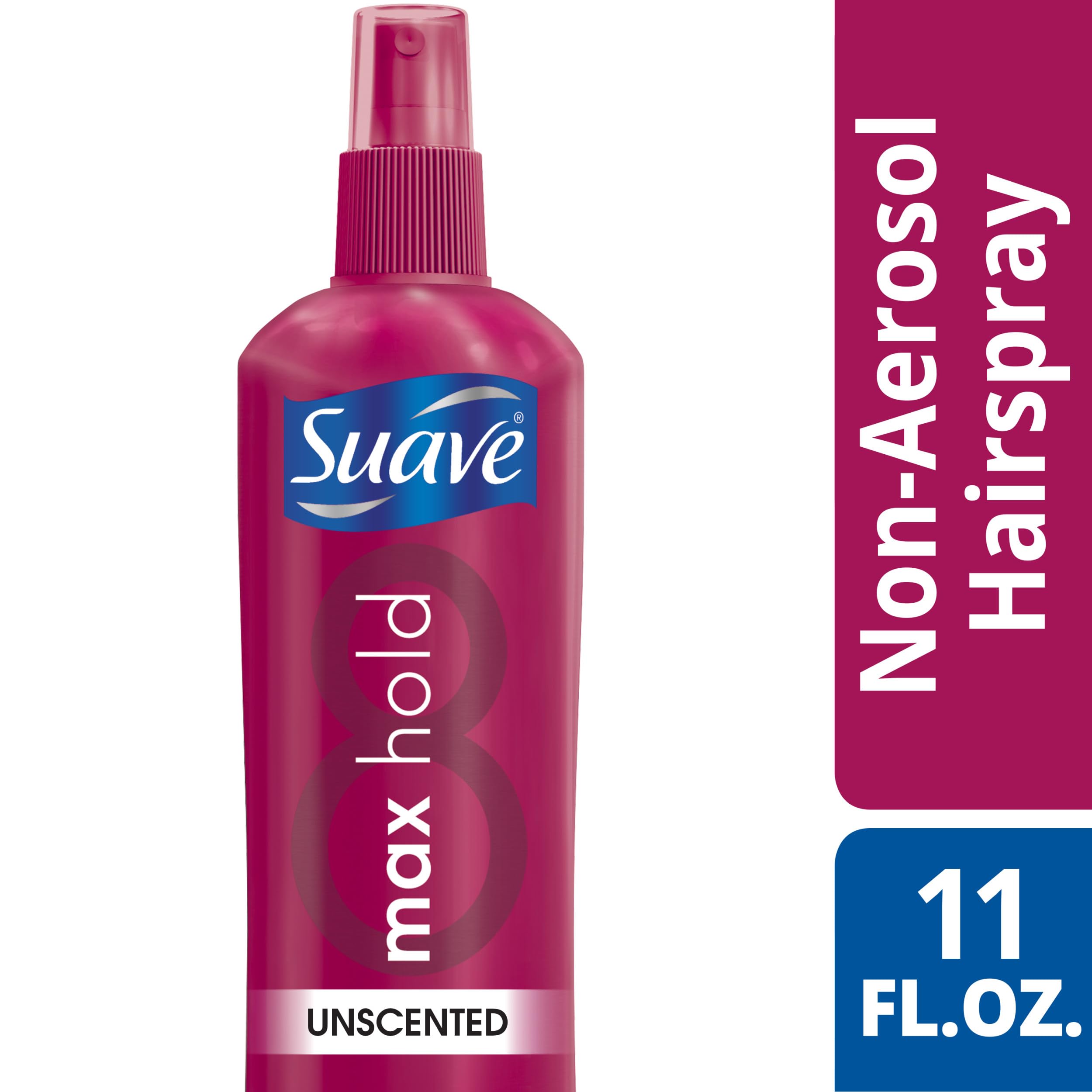 Suave Hairspray, Max Hold Bundle – Unscented Hairspray + Scented Non-Aerosol Hair Spray, 11 Oz Ea (2 Piece Set)